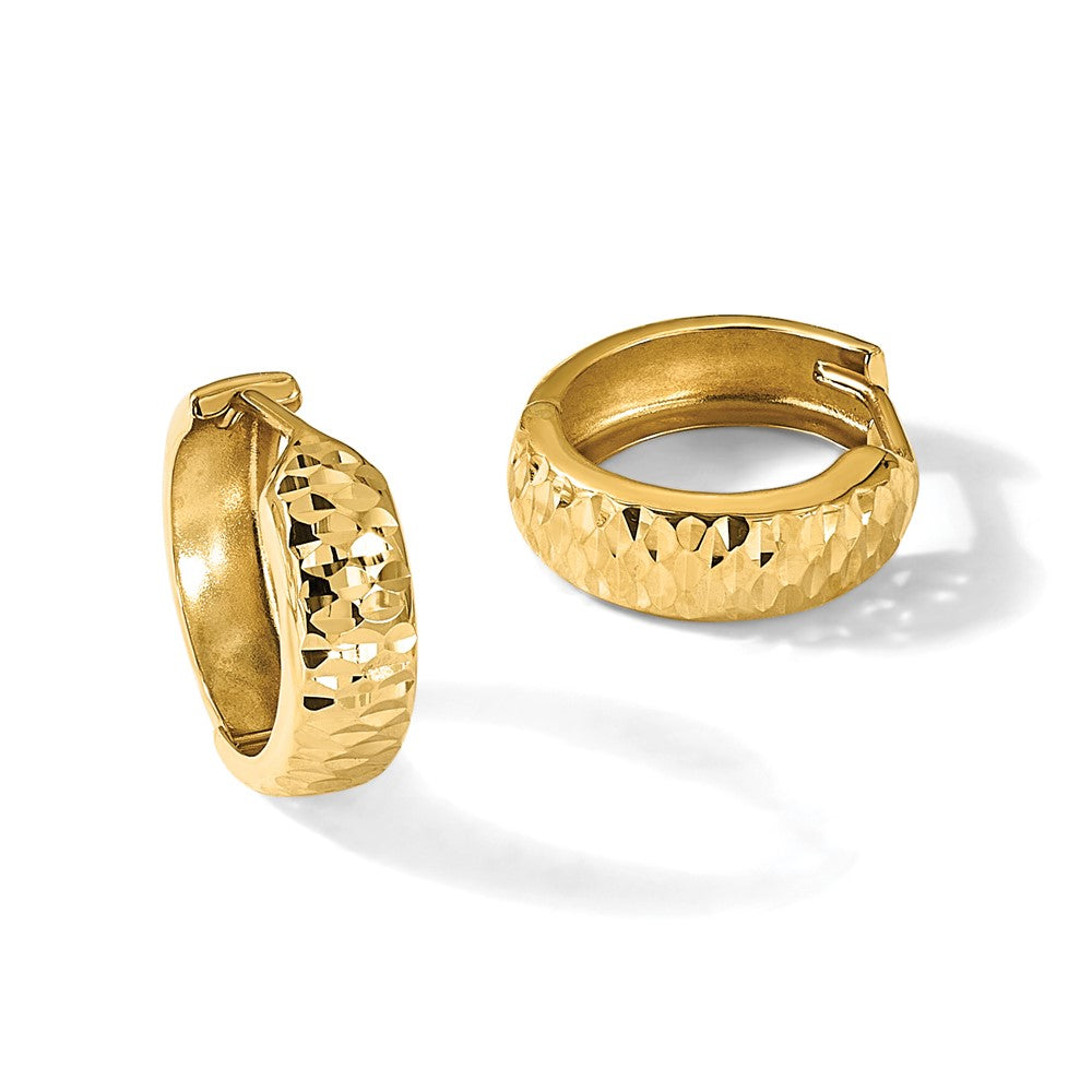 10K Yellow Gold Polished And D/C Hinged Hoop Earrings