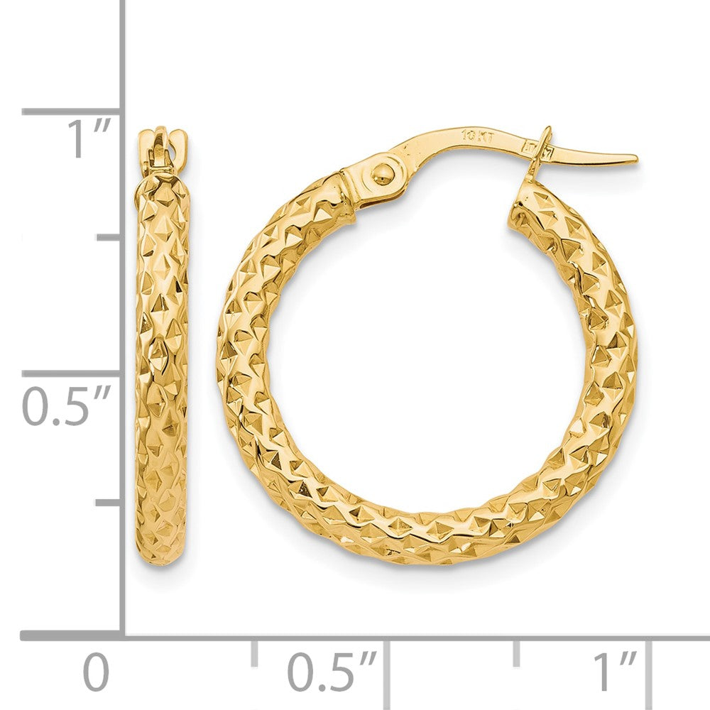 10K Yellow Gold Polished D/C Hoop Earrings