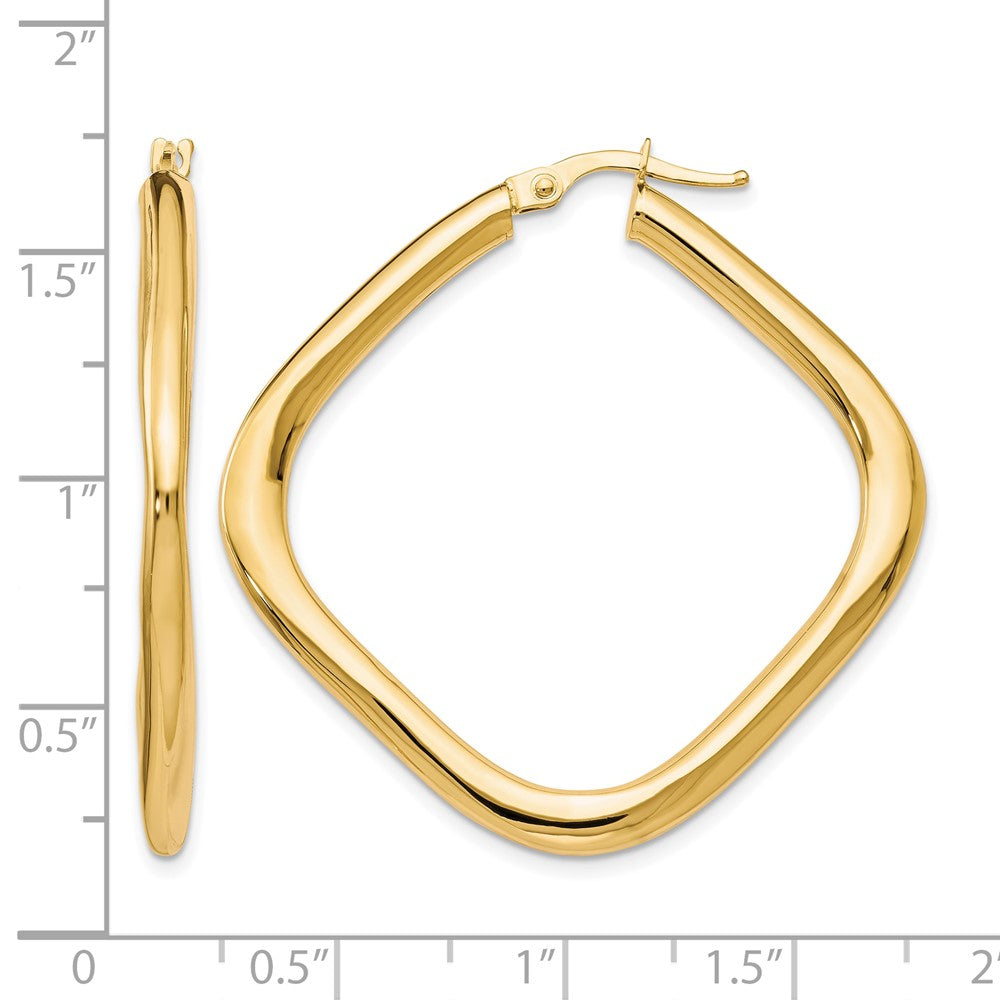 10K Yellow Gold Polished Square Hoop Earrings
