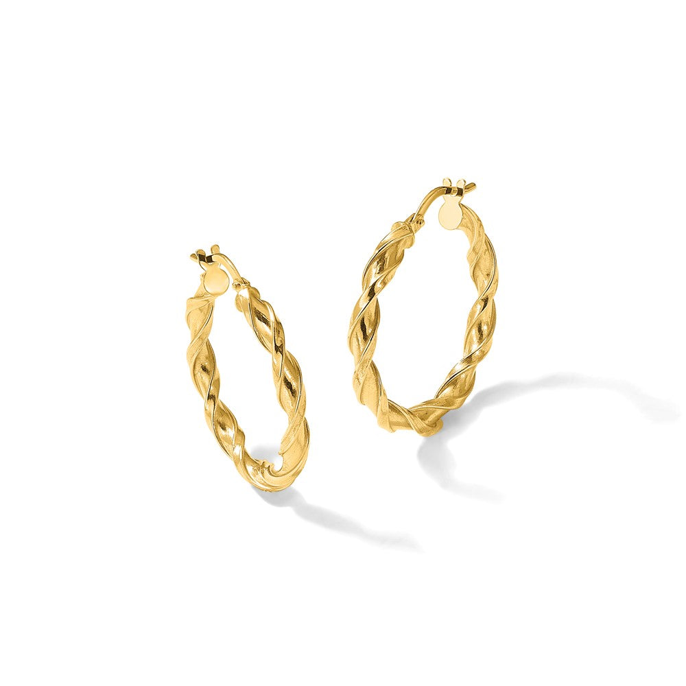 10K Yellow Gold Polished Twisted Hoop Earrings