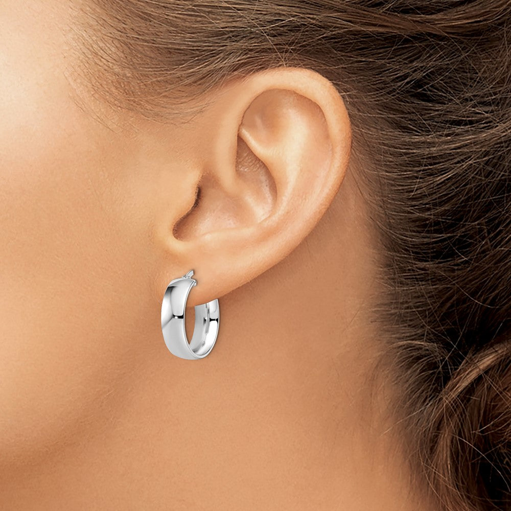 10K White Gold Polished Hoop Earrings
