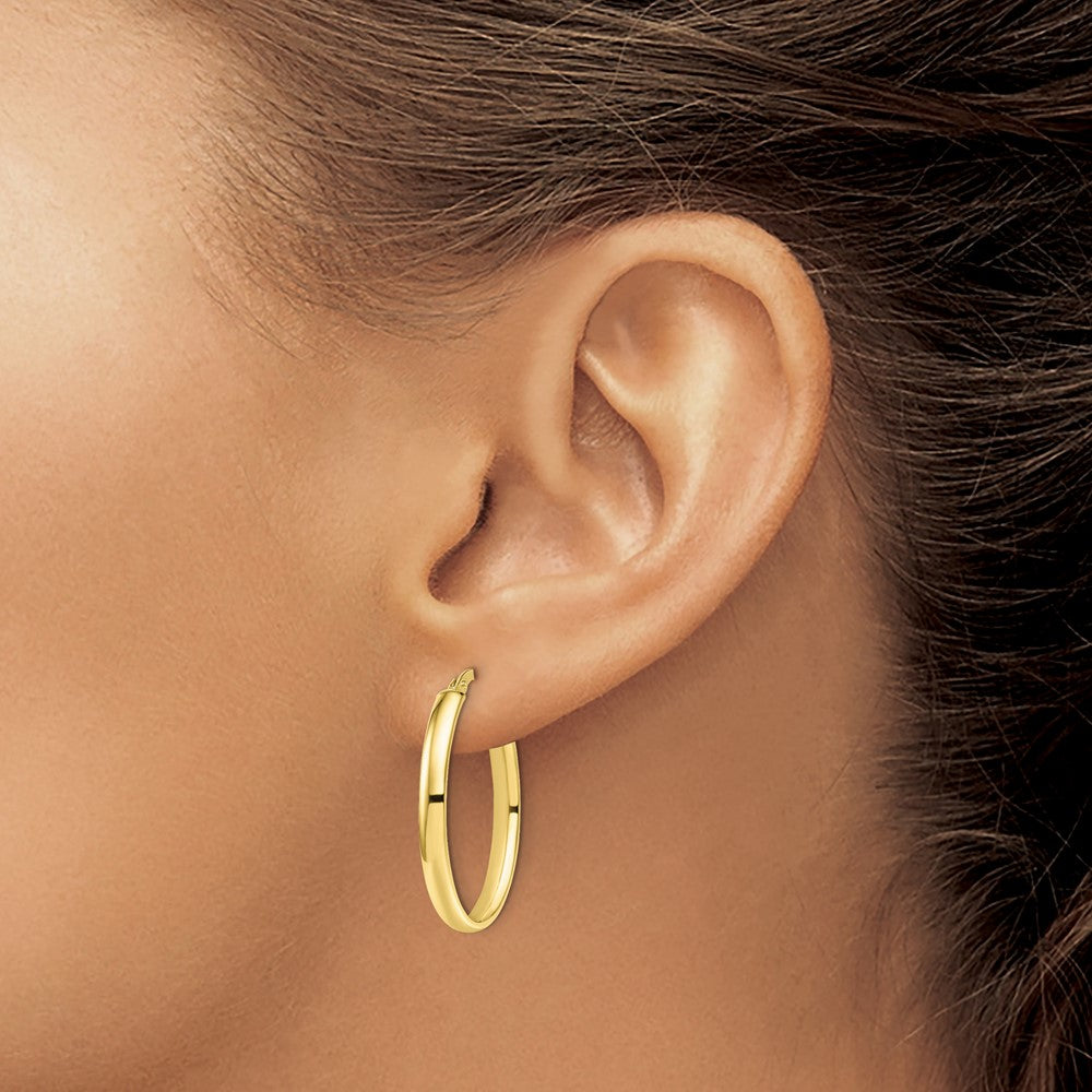 10K Yellow Gold Polished Oval Hoop Earrings