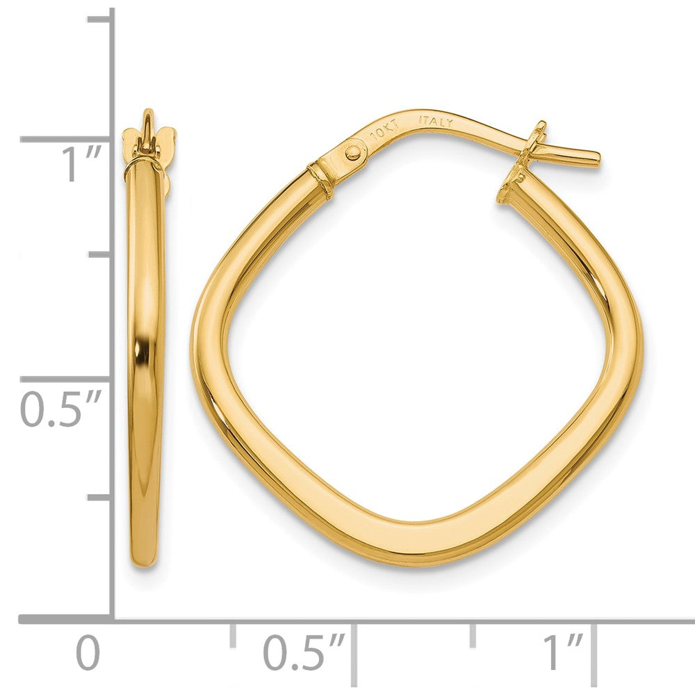 10K Yellow Gold Polished Square Hoop Earrings