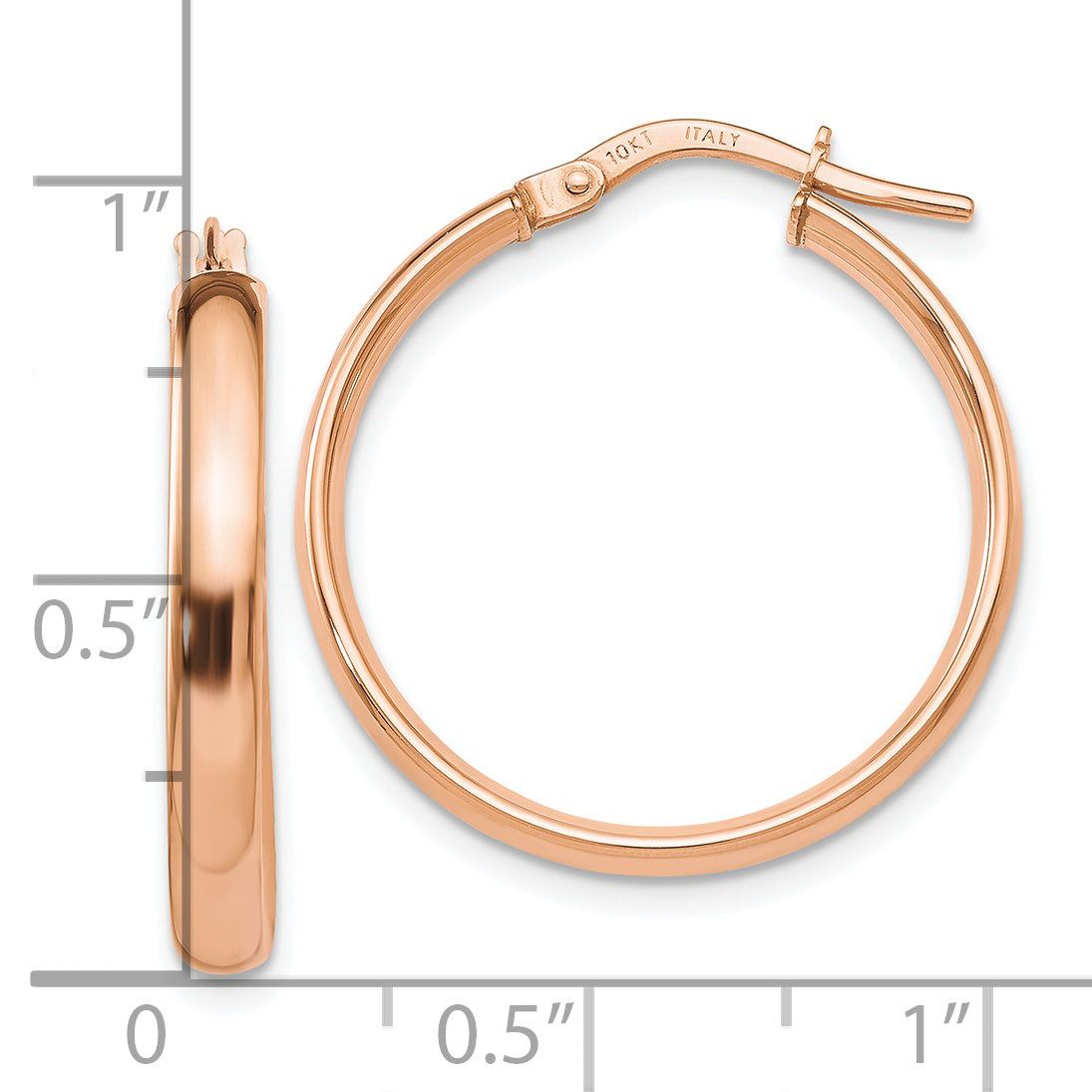 10K Rose Gold Polished Hoop Earrings