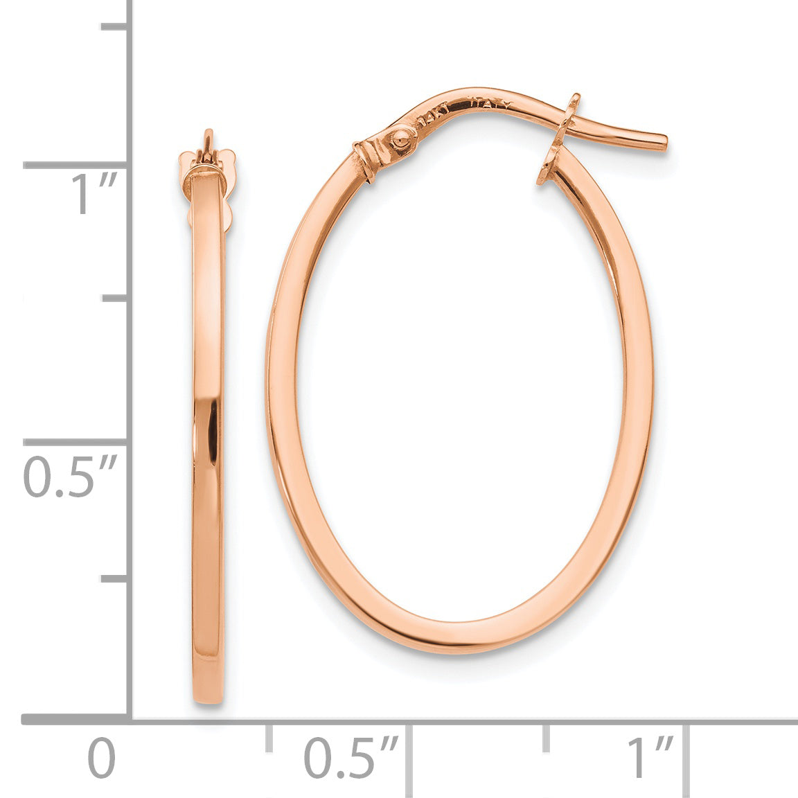 10K Rose Gold Polished Oval Hoop Earrings
