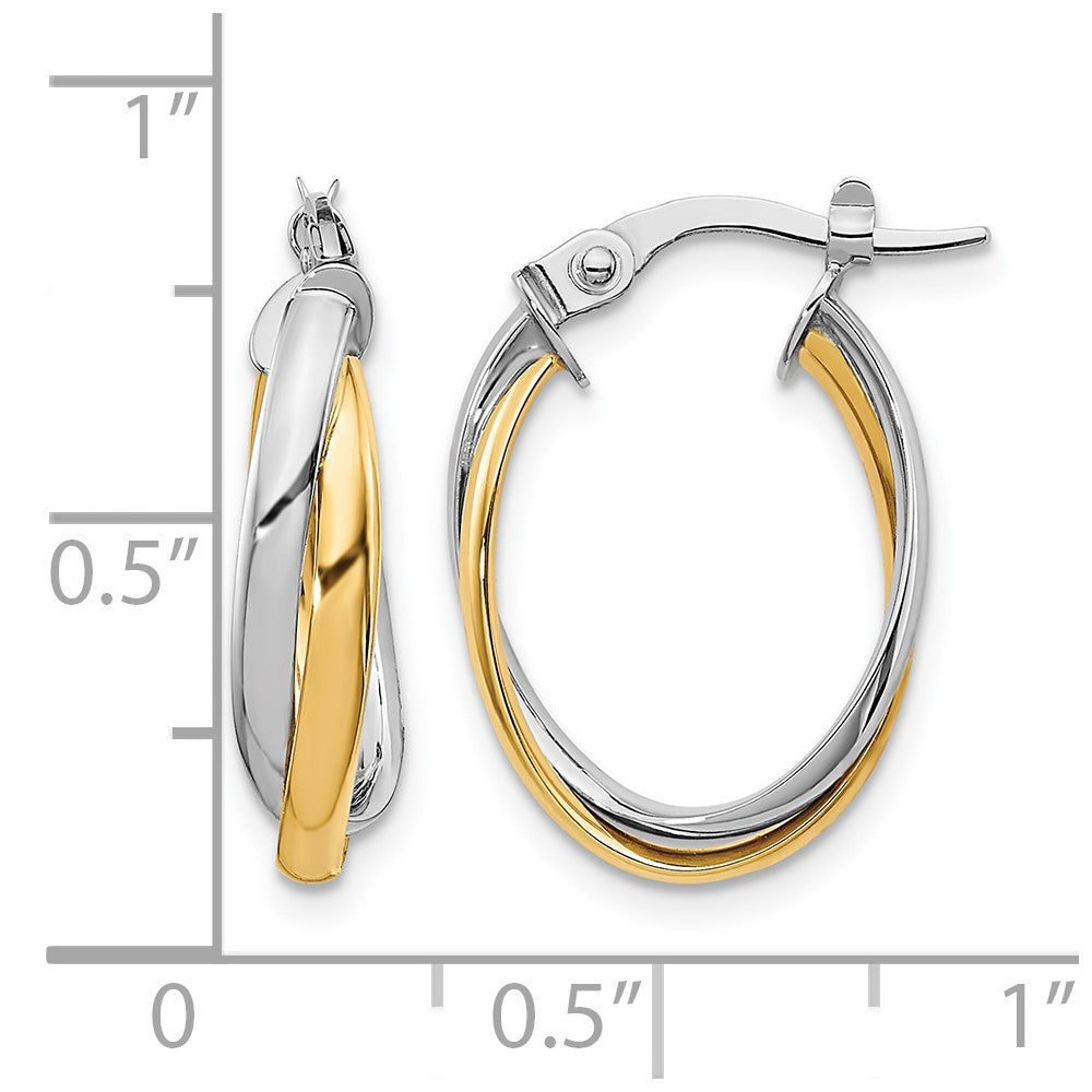10K Yellow Rhodium With Polished Hoop Earrings