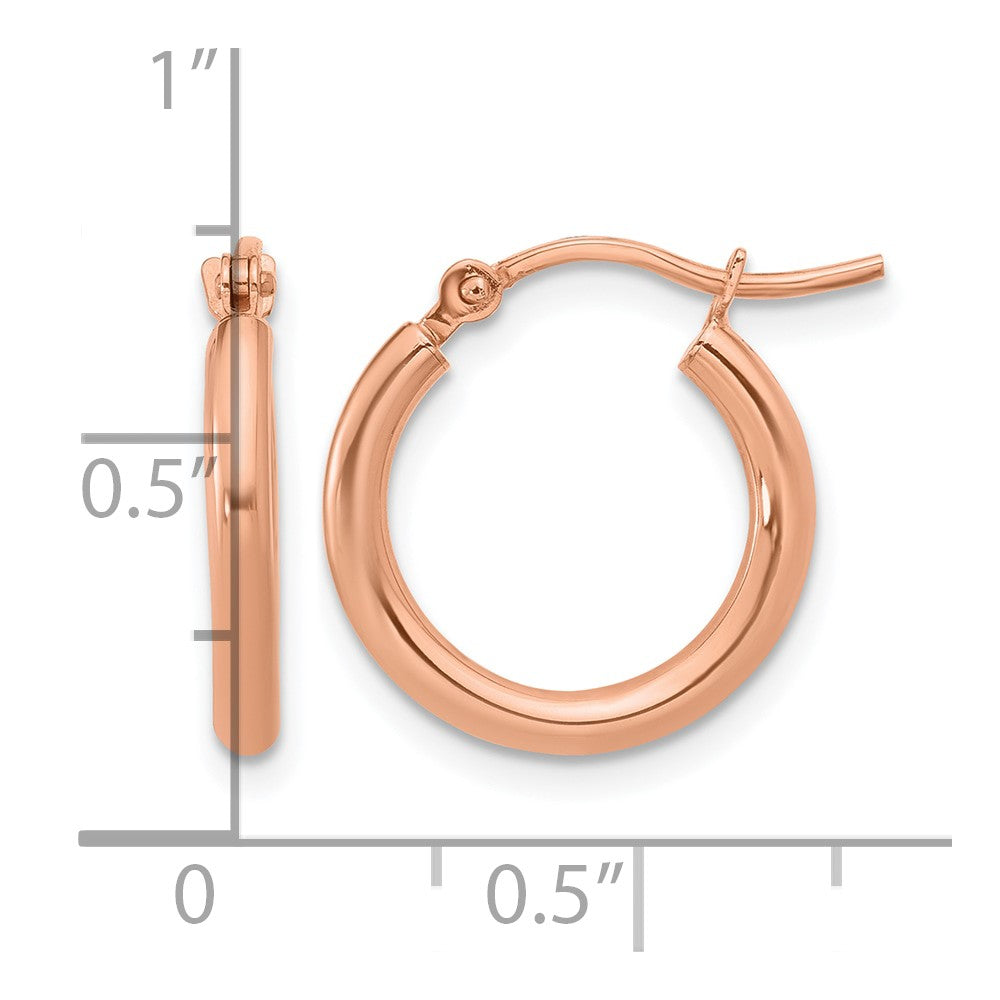 10K Rose Gold Polished Hinged Hoop Earrings