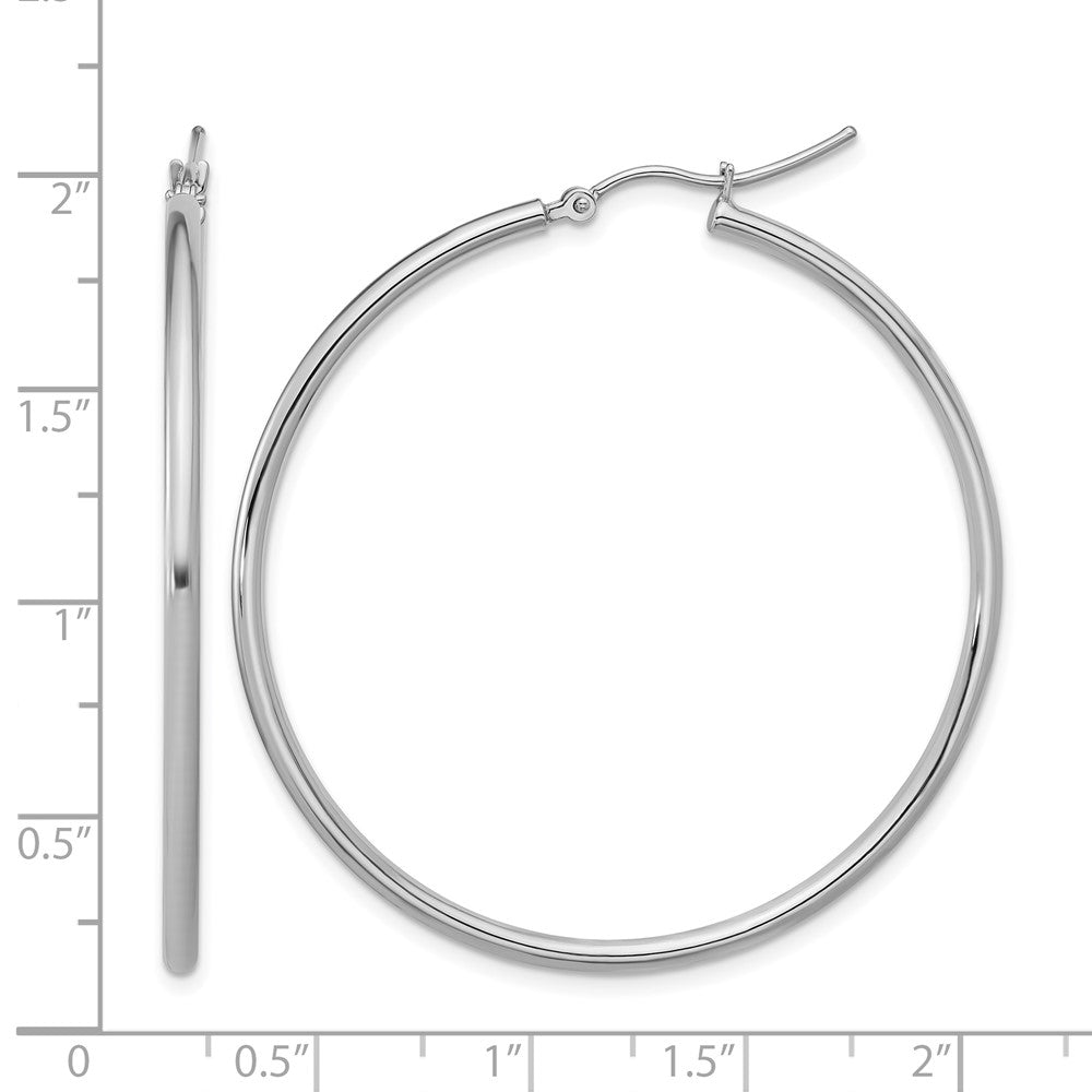 10K White Gold Polished Hinged Hoop Earrings