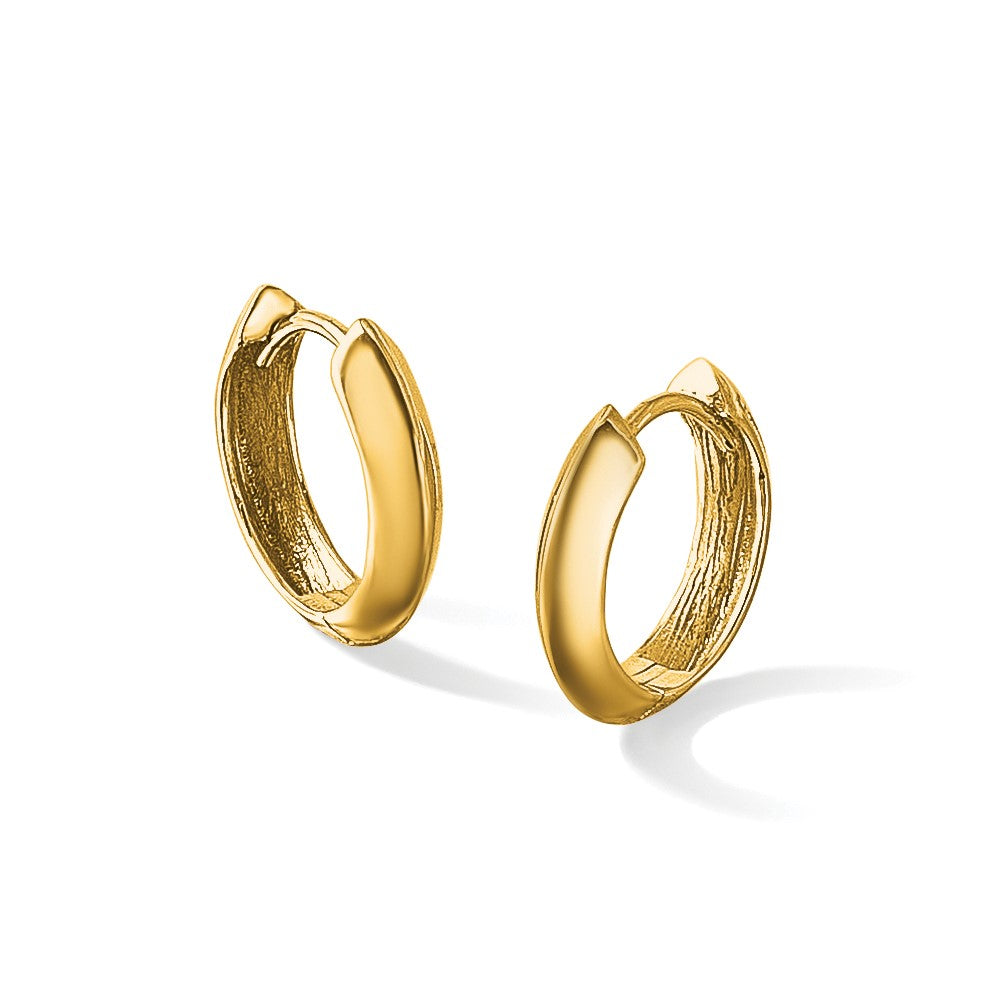 10K Yellow Gold Polished Hinged Huggie Earrings