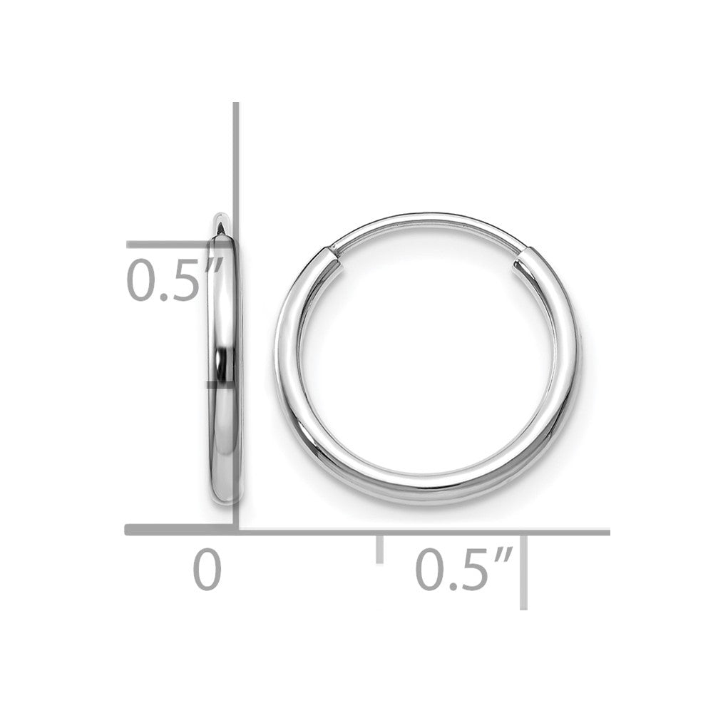 10K White Gold 1.2mm Polished Endless Hoop Earrings