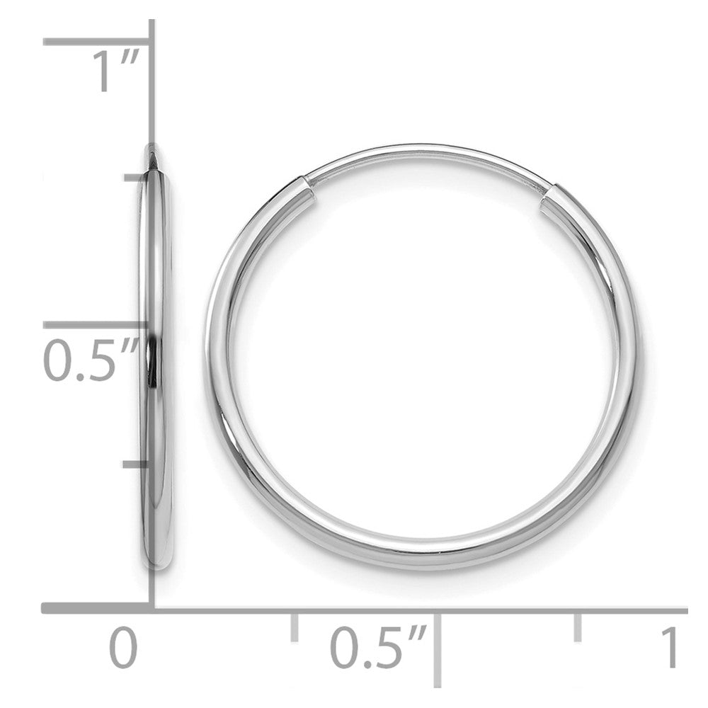 10K White Gold 1.2mm Polished Endless Hoop Earrings