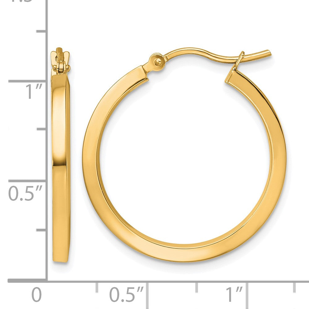10K Yellow Gold 2mm Square Tube Hoop Earrings
