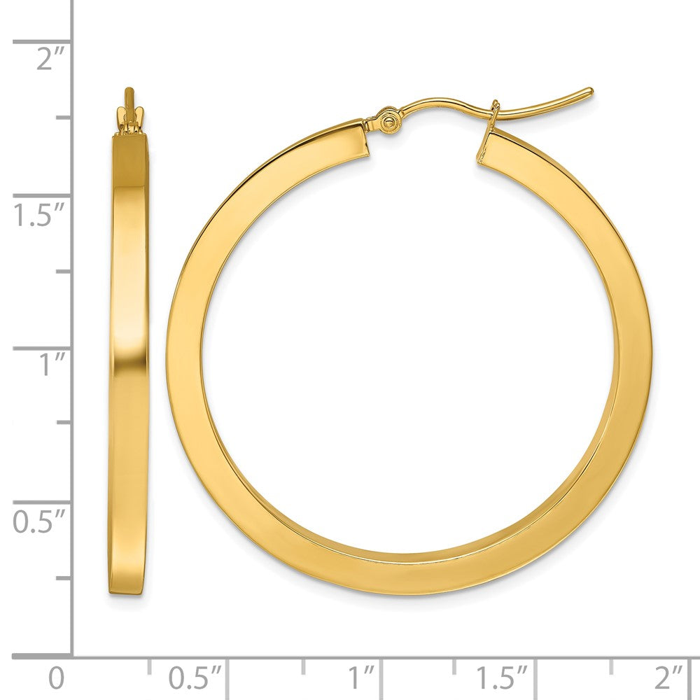 10K Yellow Gold 3mm Polished Square Hoop Earrings