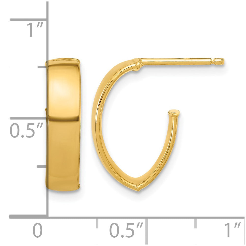10K Yellow Gold Polished J Hoop Post Earrings