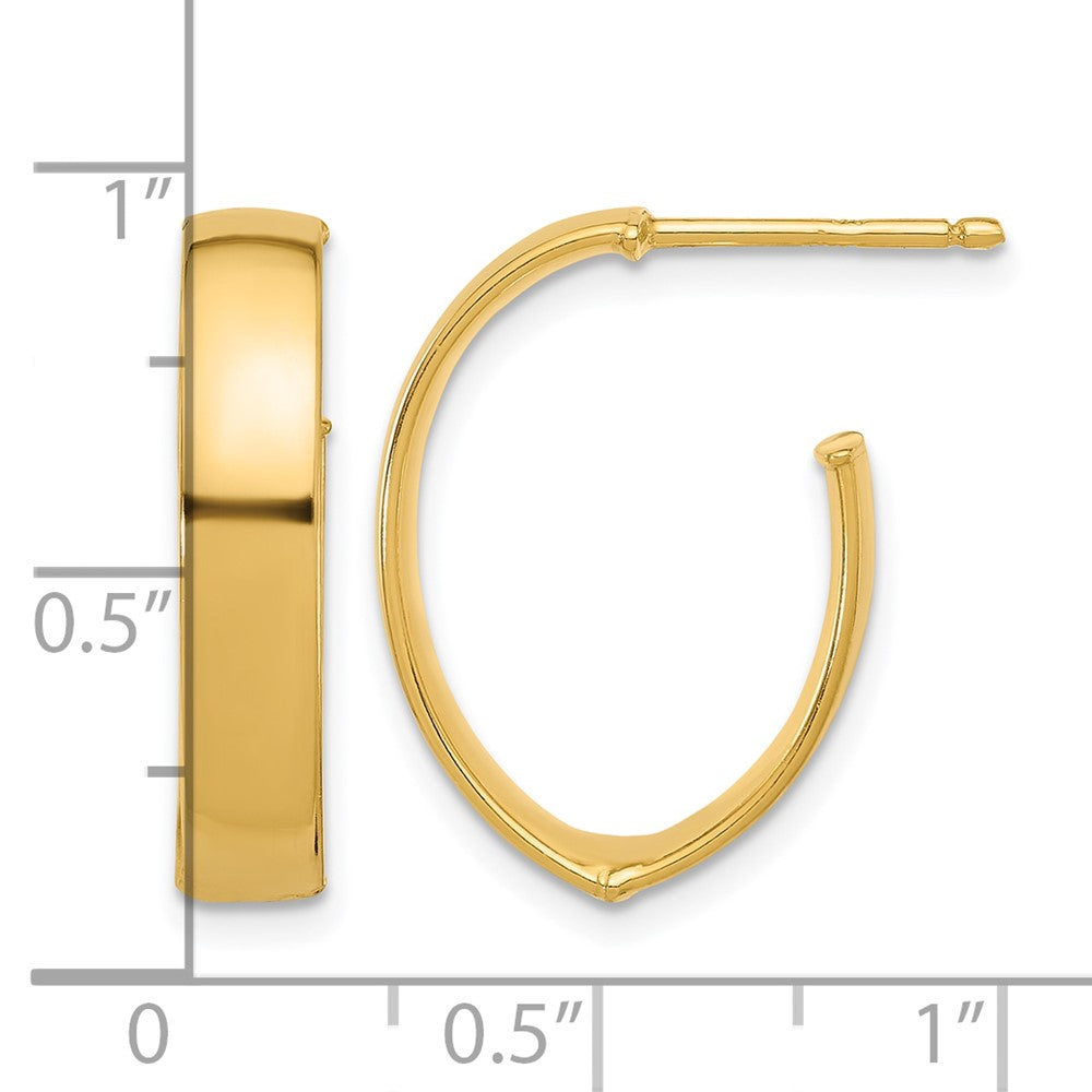 10K Yellow Gold Polished J Hoop Post Earrings