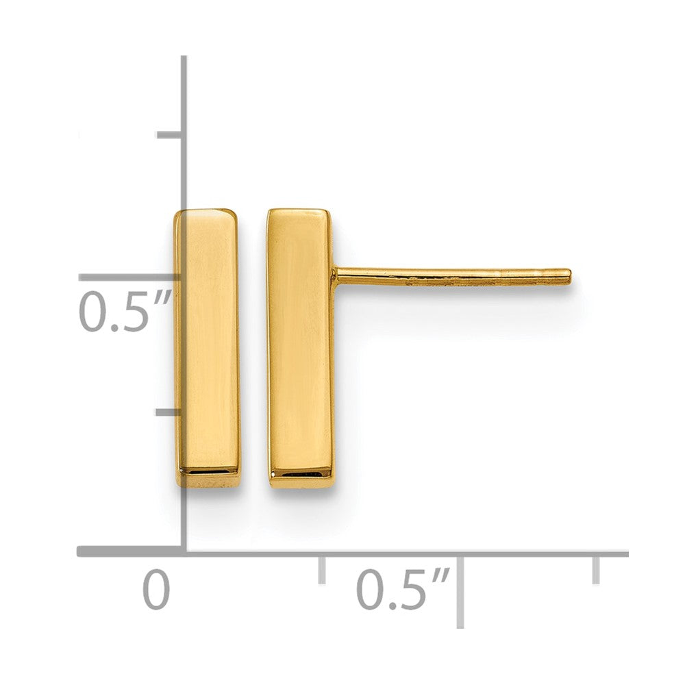 10K Yellow Gold Polished Post Bar Earrings