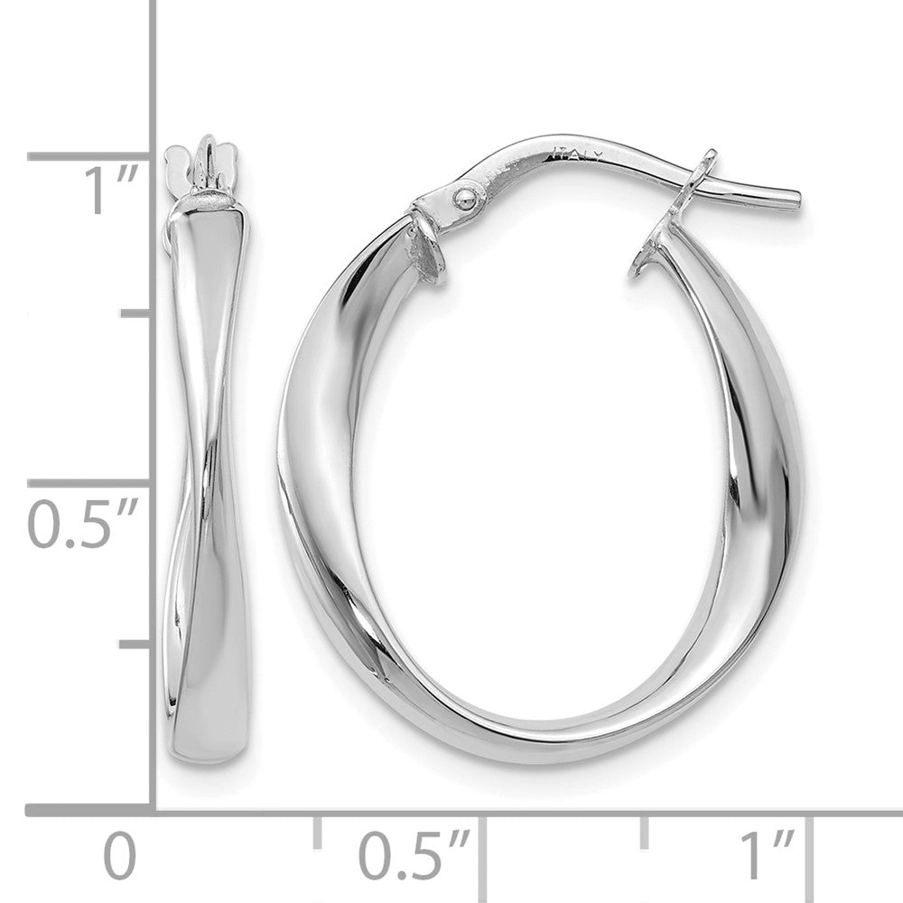 10K Yellow Rhodium With White Plating Polished Hoop Earrings