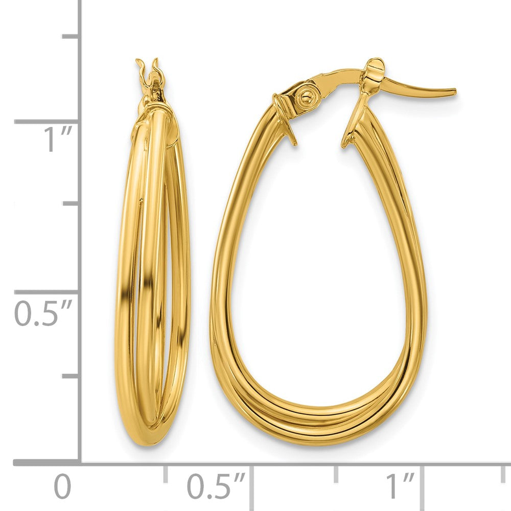 10K Yellow Gold Polished Twist Teardrop Hoop Earrings