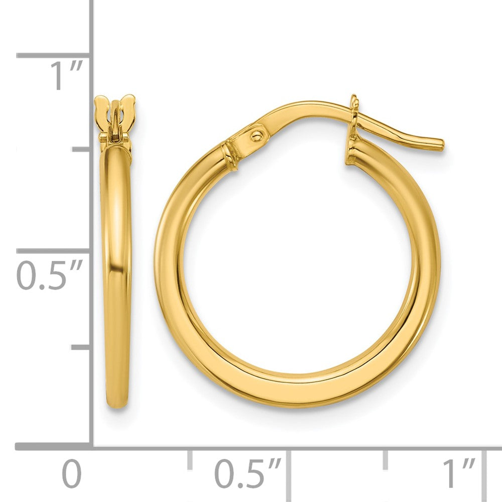 10K Yellow Gold Polished Round Hoop Earrings