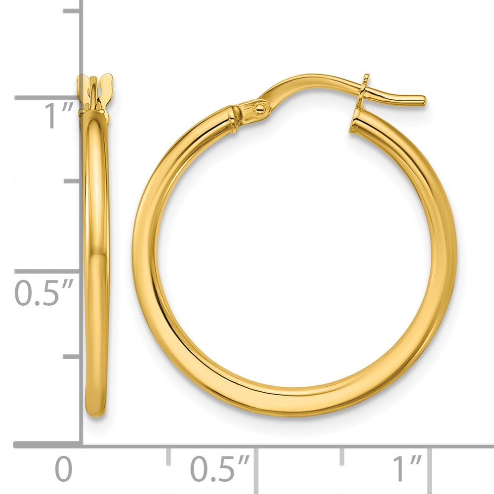 10K Yellow Gold Polished Round Hoop Earrings