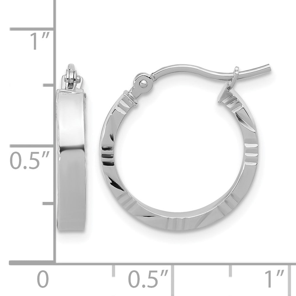 10K White Gold Small 3mm D/C Edge Polished Hoop Earrings