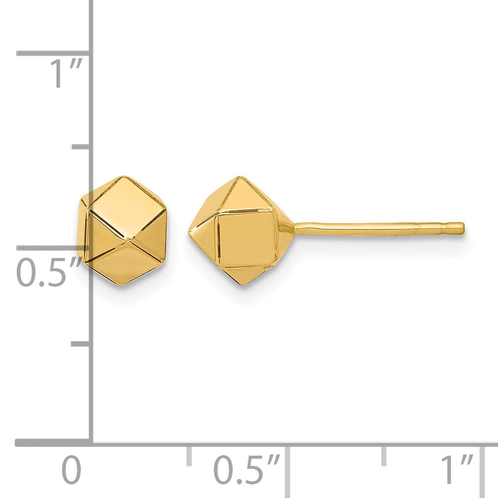 10K Yellow Gold Polished Geometric Ball Post Earrings