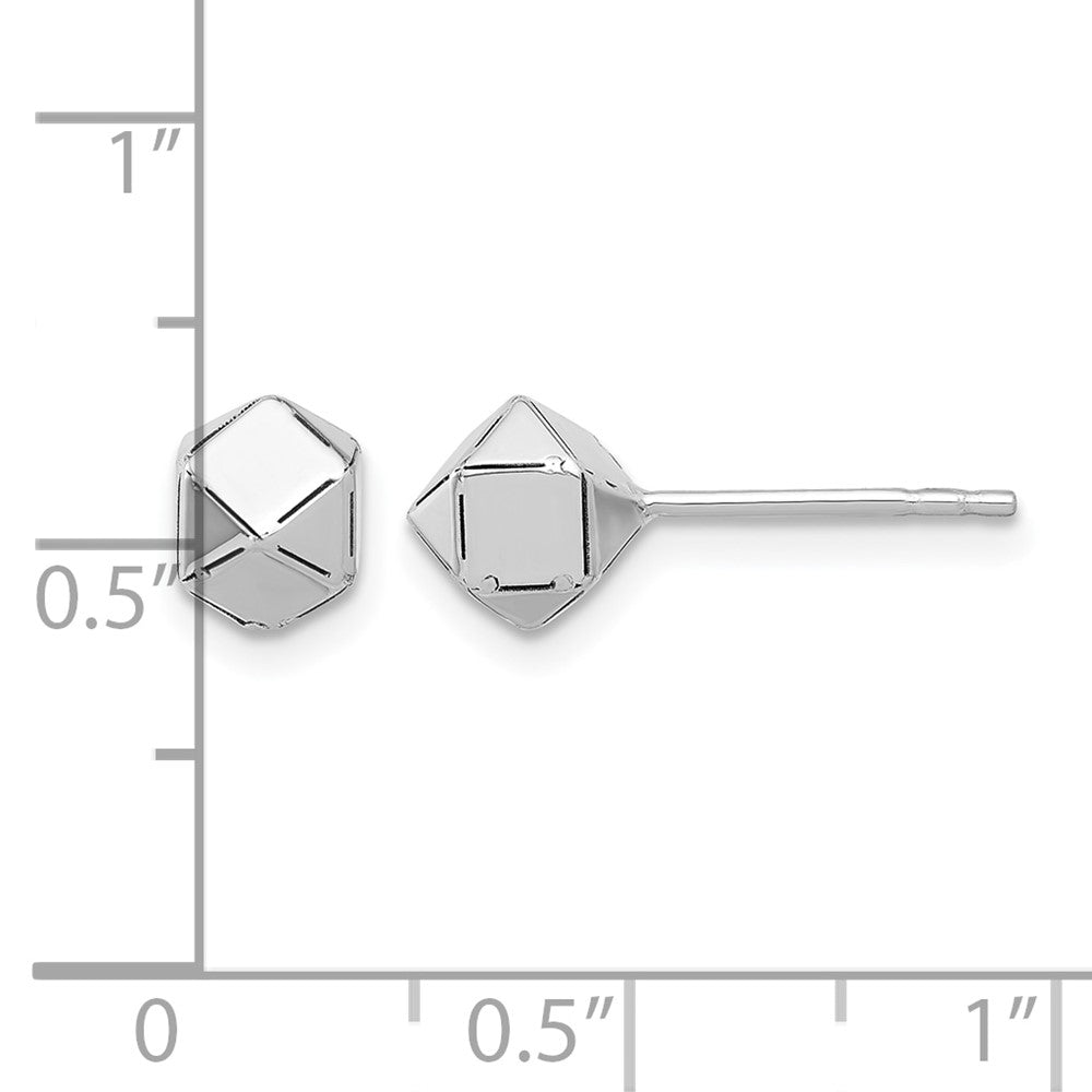 10K White Gold Polished Geometric Ball Post Earrings
