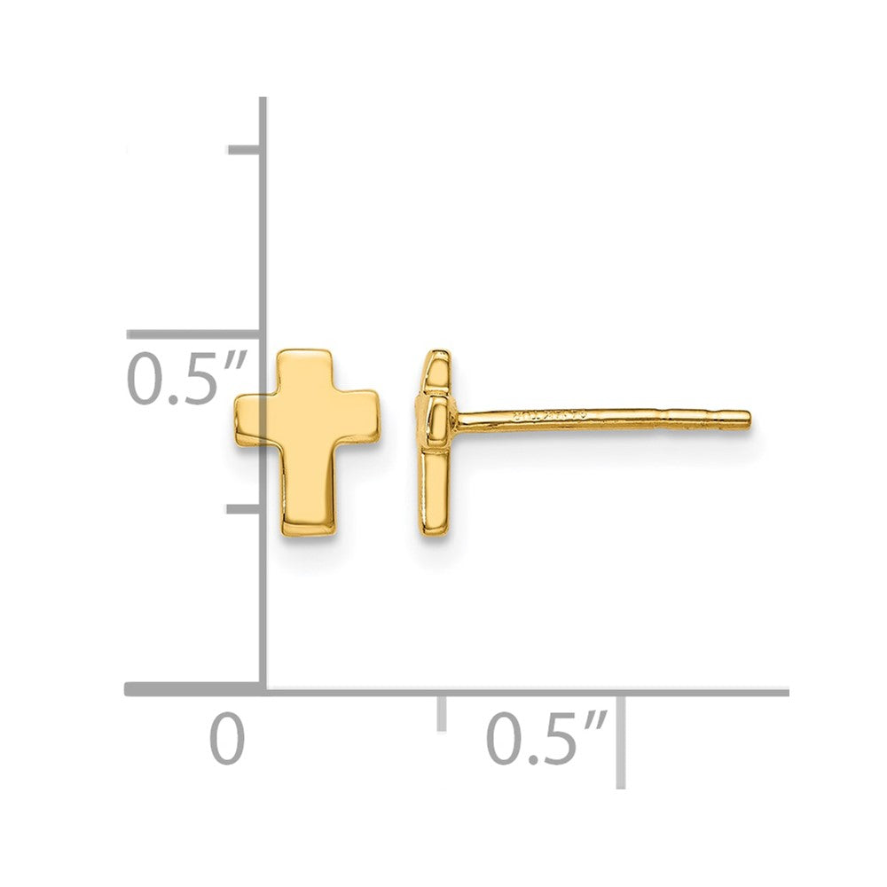 10K Yellow Gold Polished Cross Post Earrings
