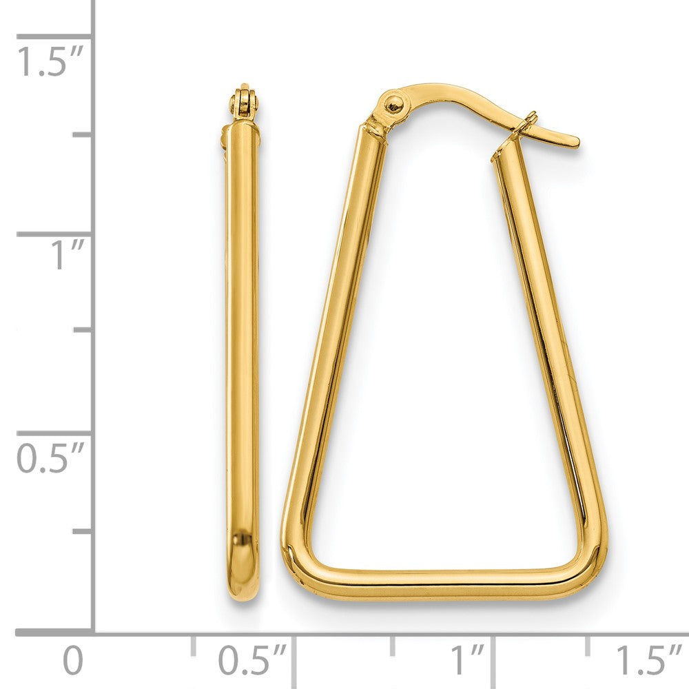 10K Yellow Gold Polished Geometric Shape Hoop Earrings