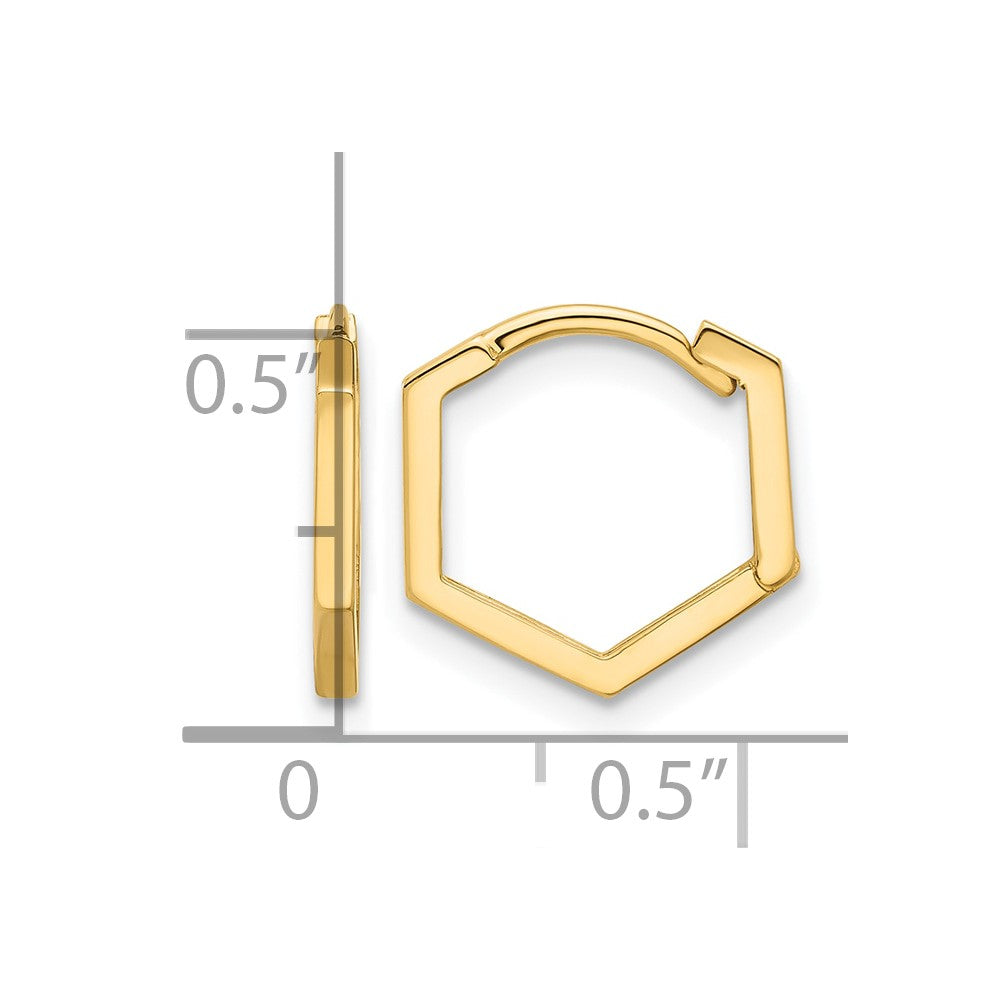 10K Yellow Gold Polished Geometric Hoop Earrings
