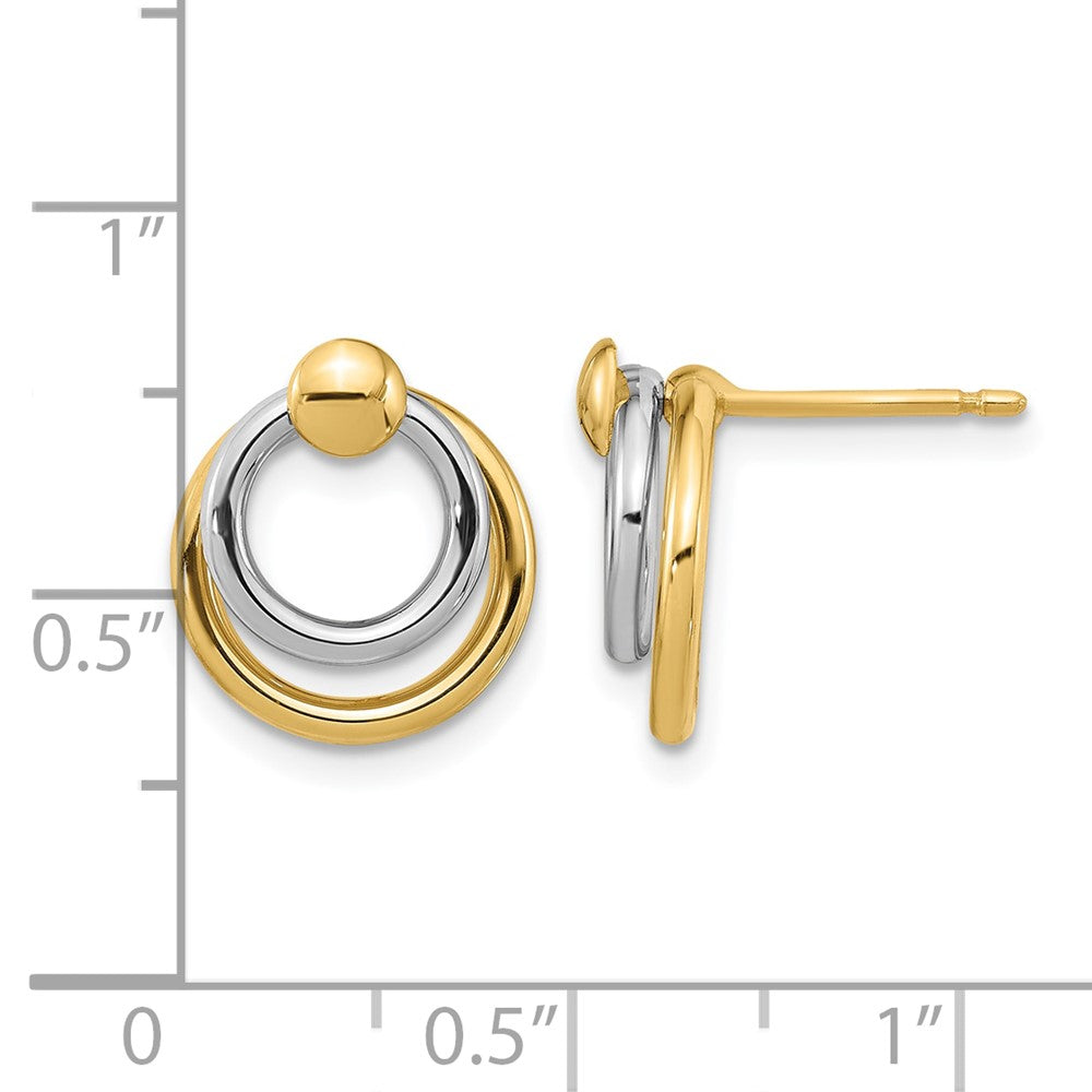 10K Two Tone Polished Post Dangle Earrings