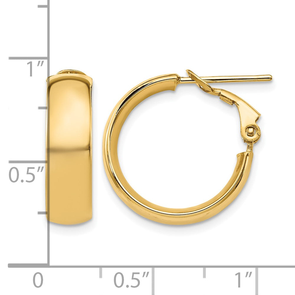 10K Yellow Gold Polished Omega Back Hoop Earrings