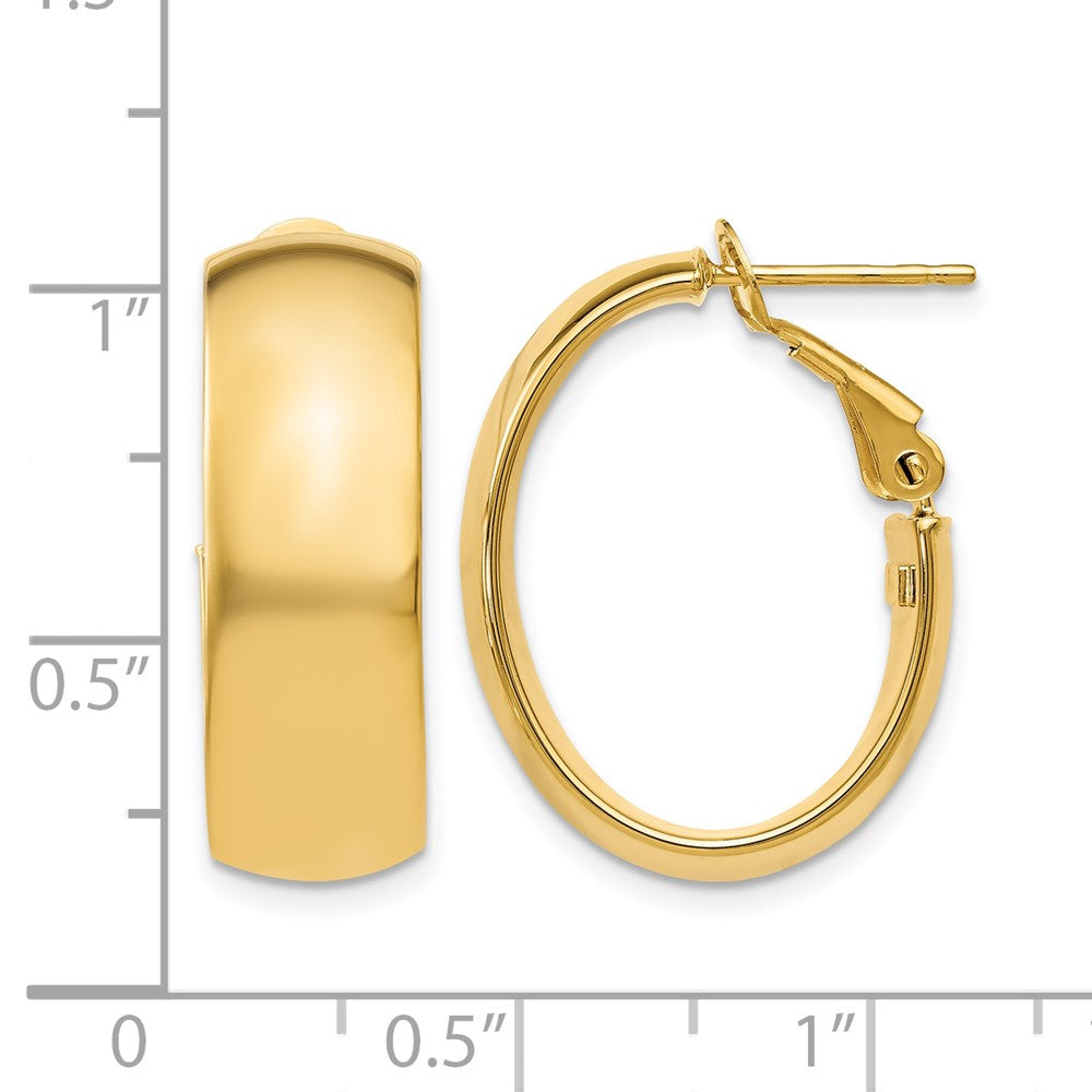 10K Yellow Gold Polished Omega Back Hoop Earrings