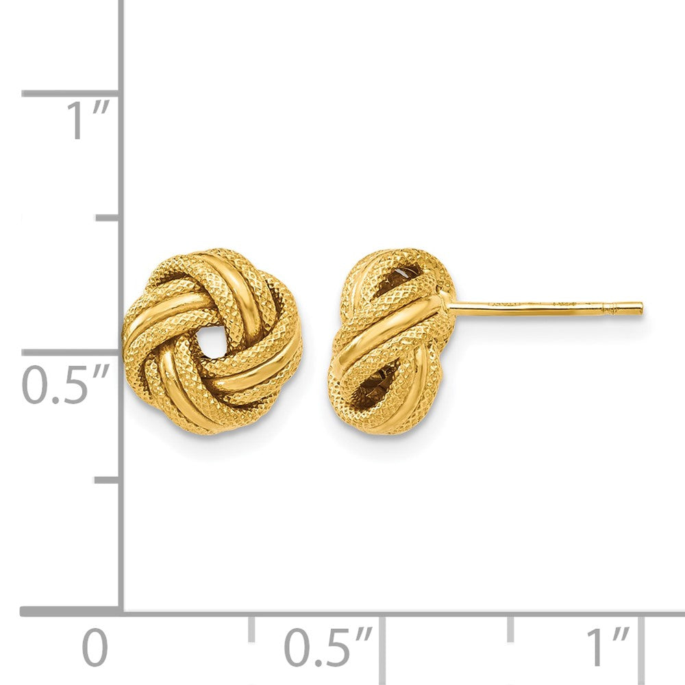 10K Yellow Gold Knot Polished D/C Post Earrings