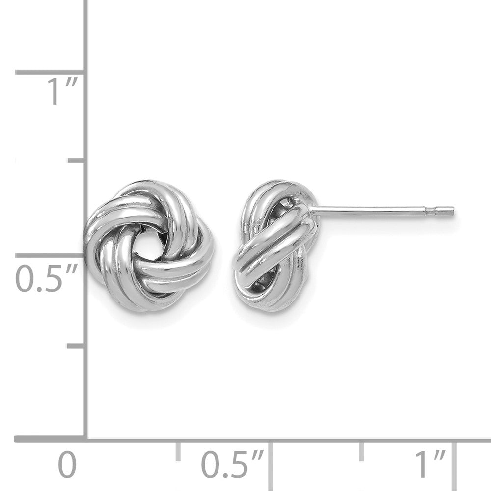 10K Yellow Rhodium White Polished Love Knot Post Earrings