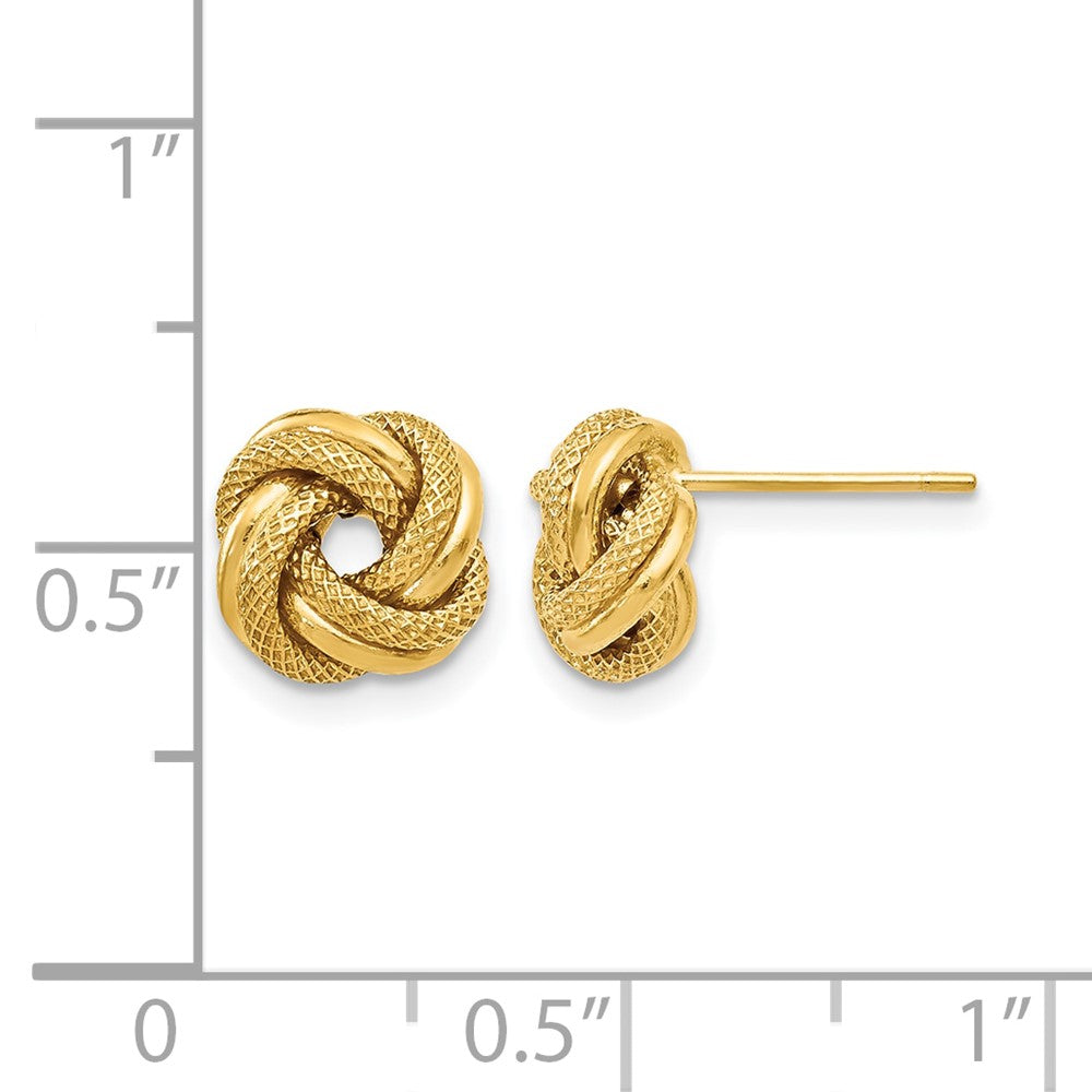10K Yellow Gold Polished D/C Love Knot Post Earrings
