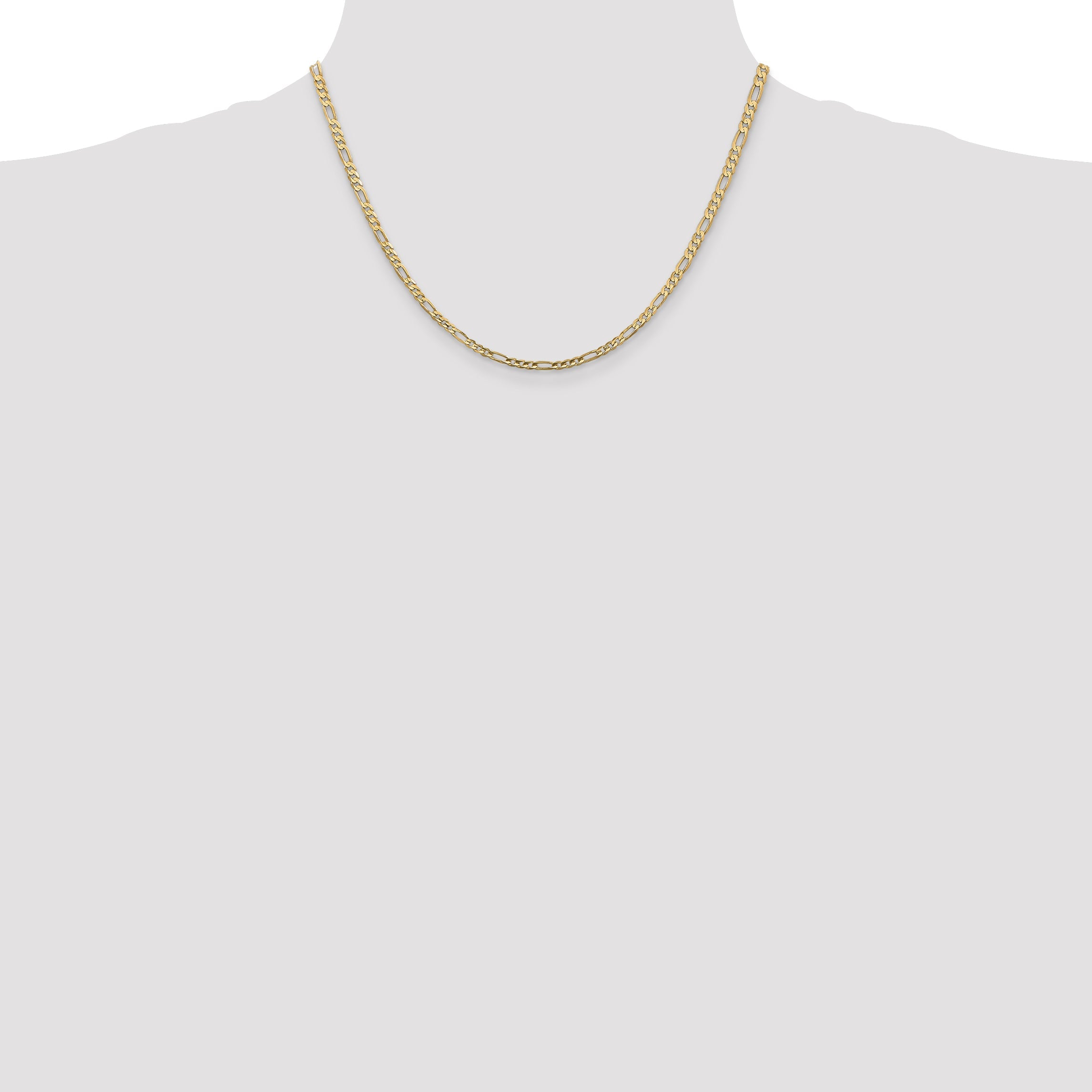 18 Inch 10K Yellow Gold 3mm Concave Figaro Chain Necklace