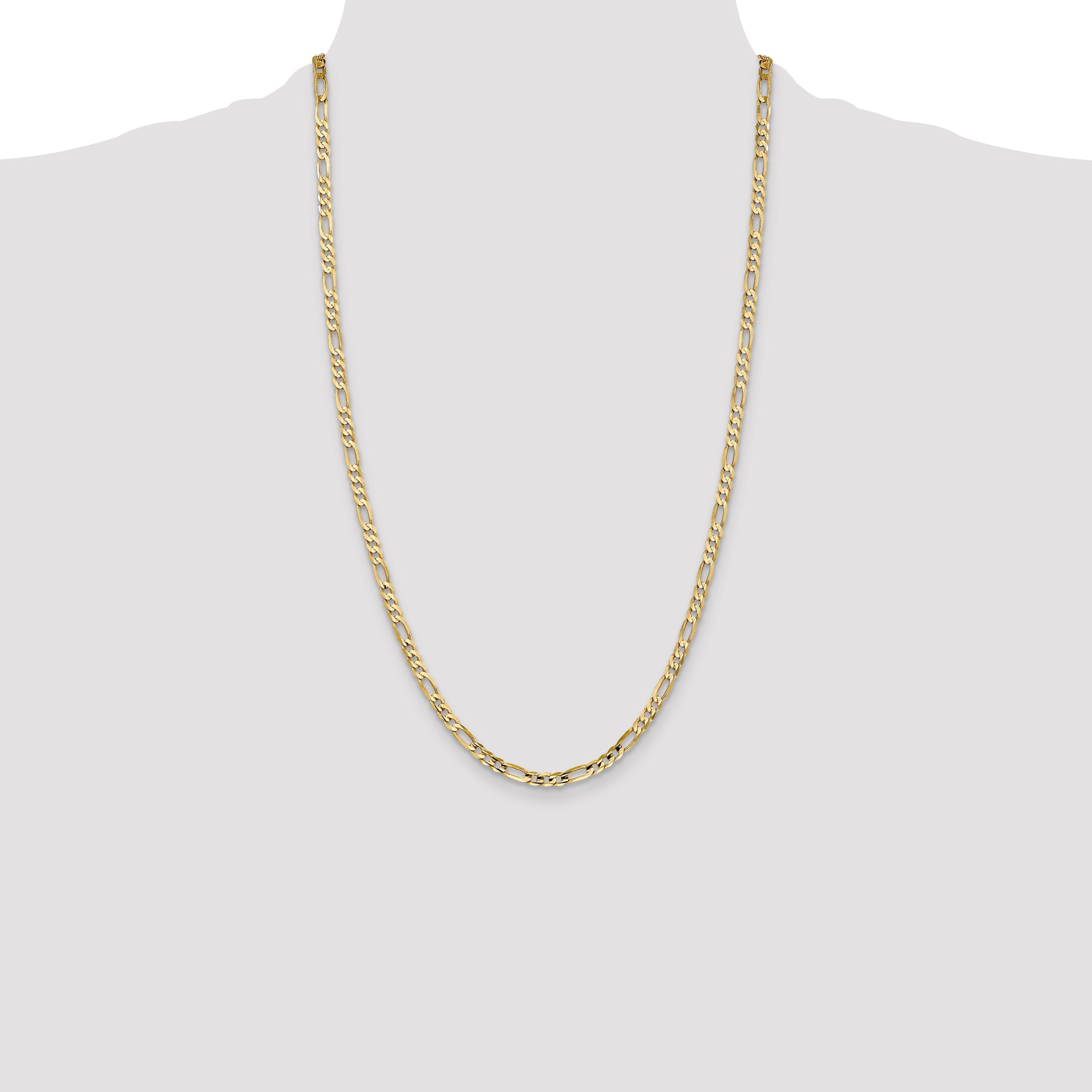 26 Inch 10K 4mm Concave Open Figaro Chain Necklace
