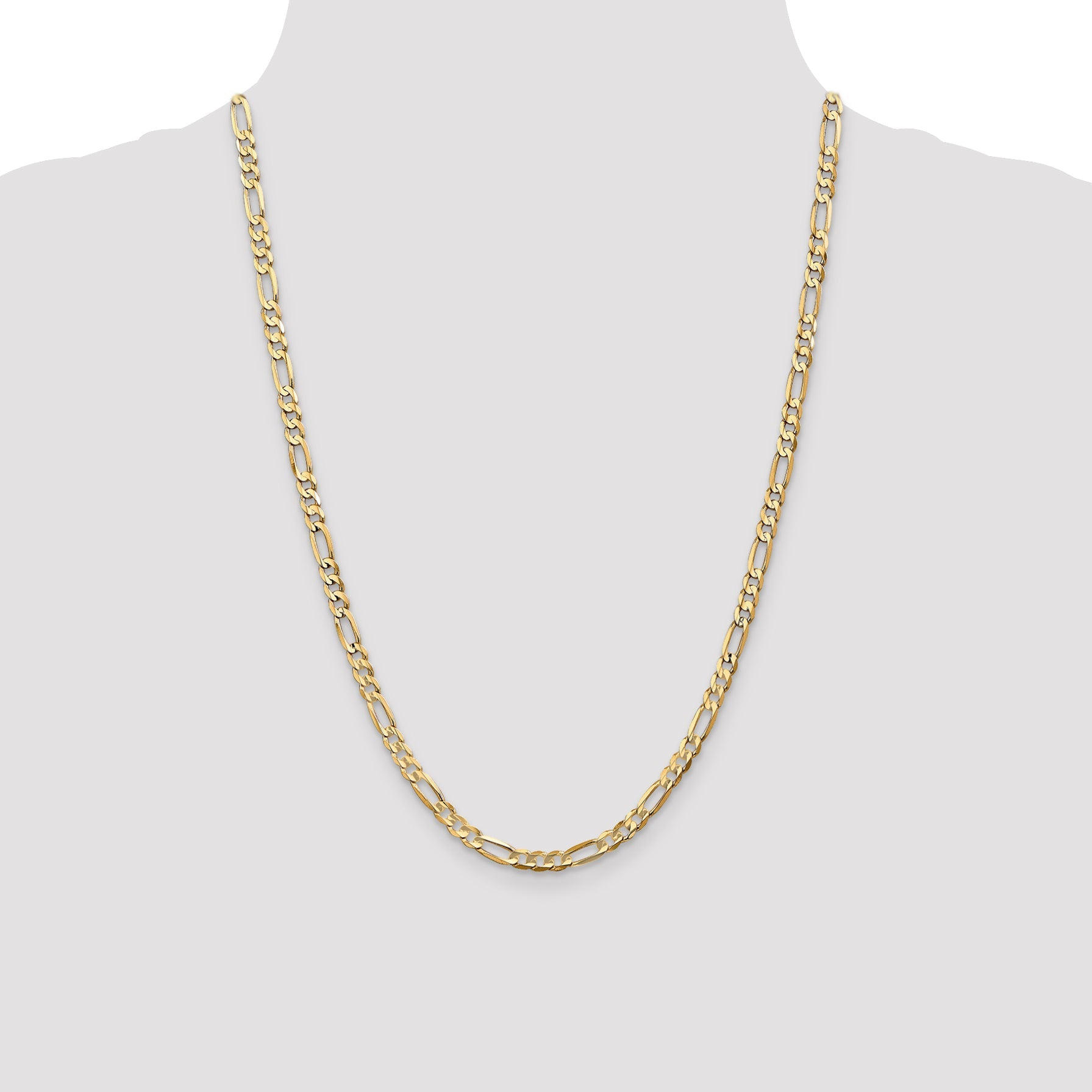 24 Inch 10K 4.5mm Concave Open Figaro Chain Necklace