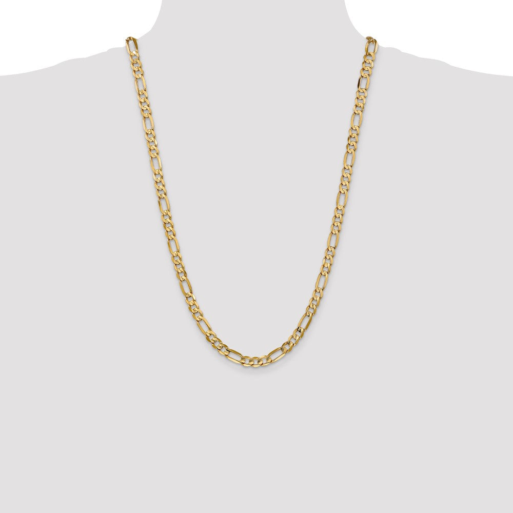 26 Inch 10K 6mm Concave Open Figaro Chain Necklace