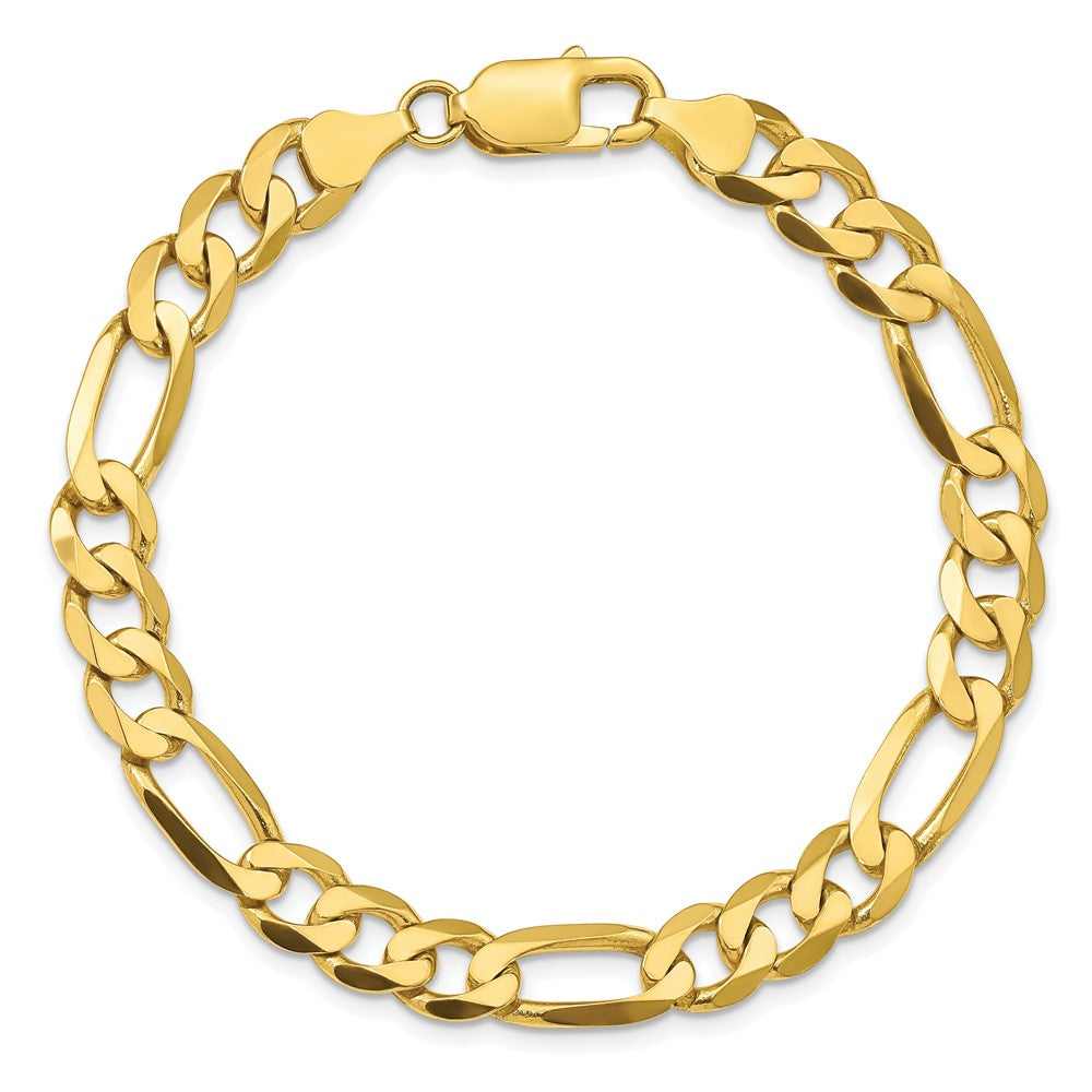 8 Inch 10K 7.5mm Concave Open Figaro Chain Bracelet