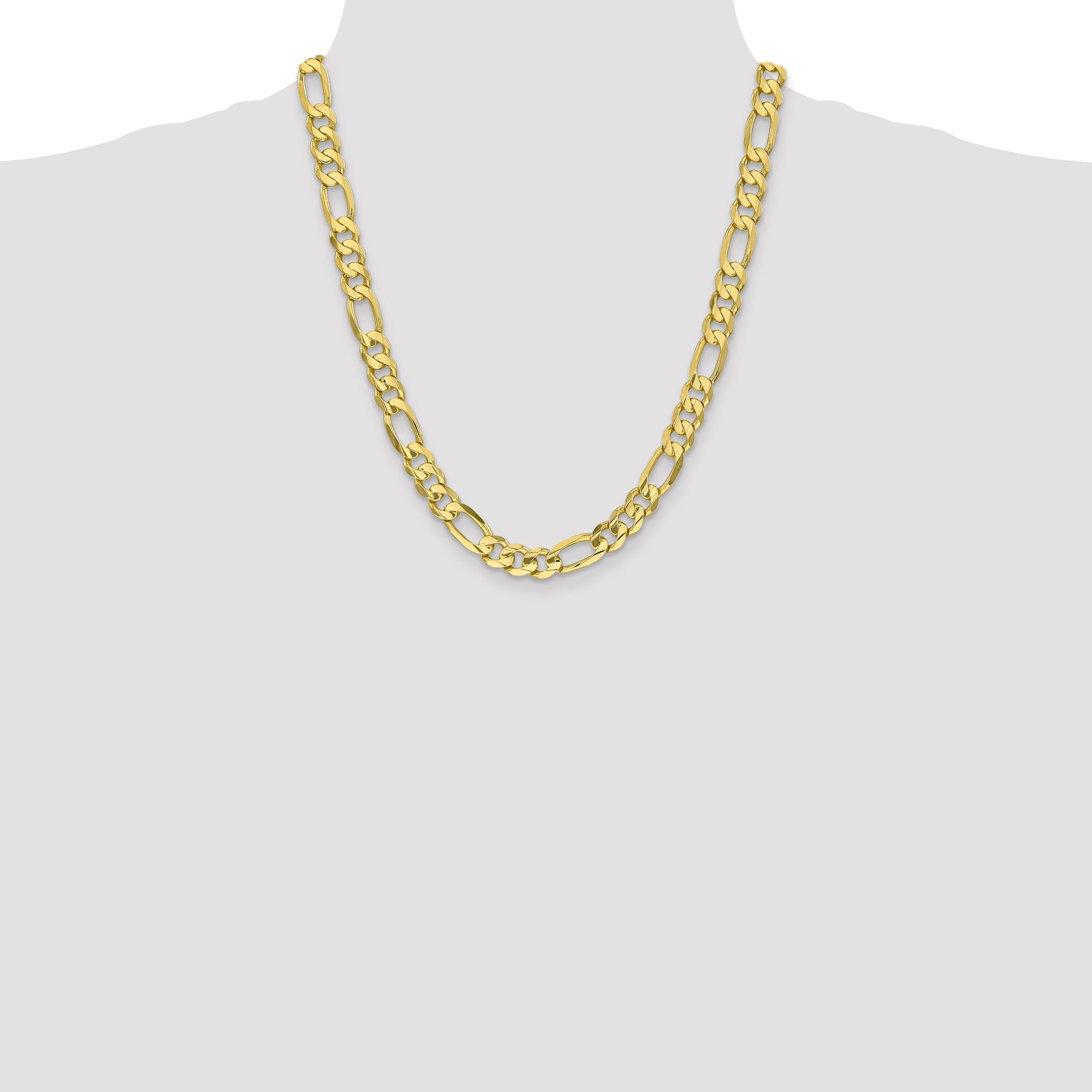 22 Inch 10K 8.75mm Concave Open Figaro Chain Necklace