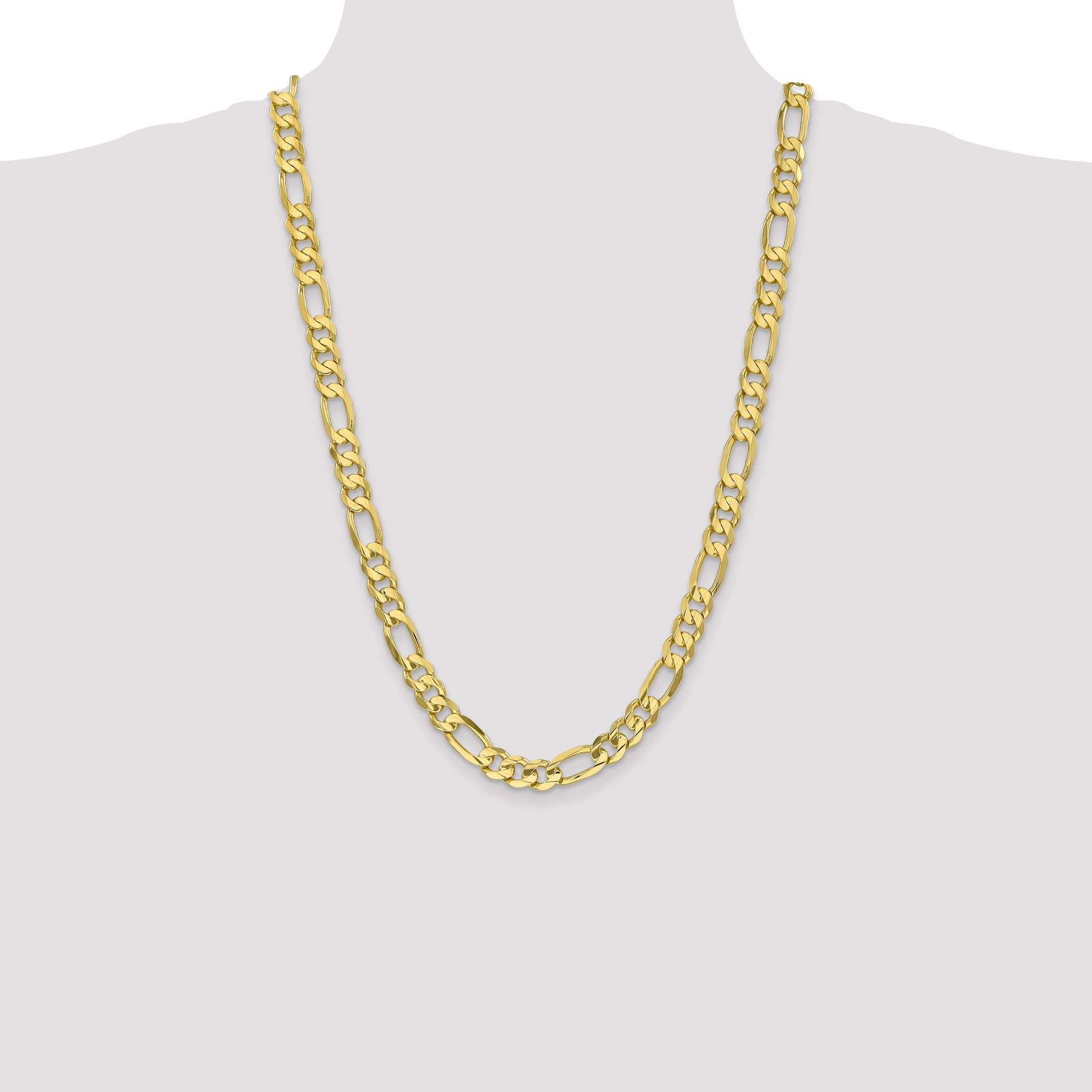 26 Inch 10K 8.75mm Concave Open Figaro Chain Necklace
