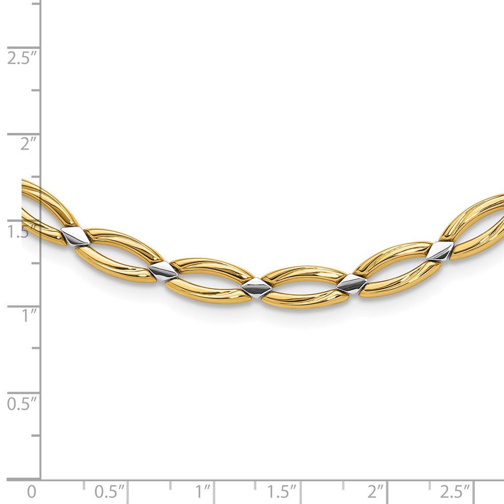 10K Yellow Rhodium Fancy Link Necklace