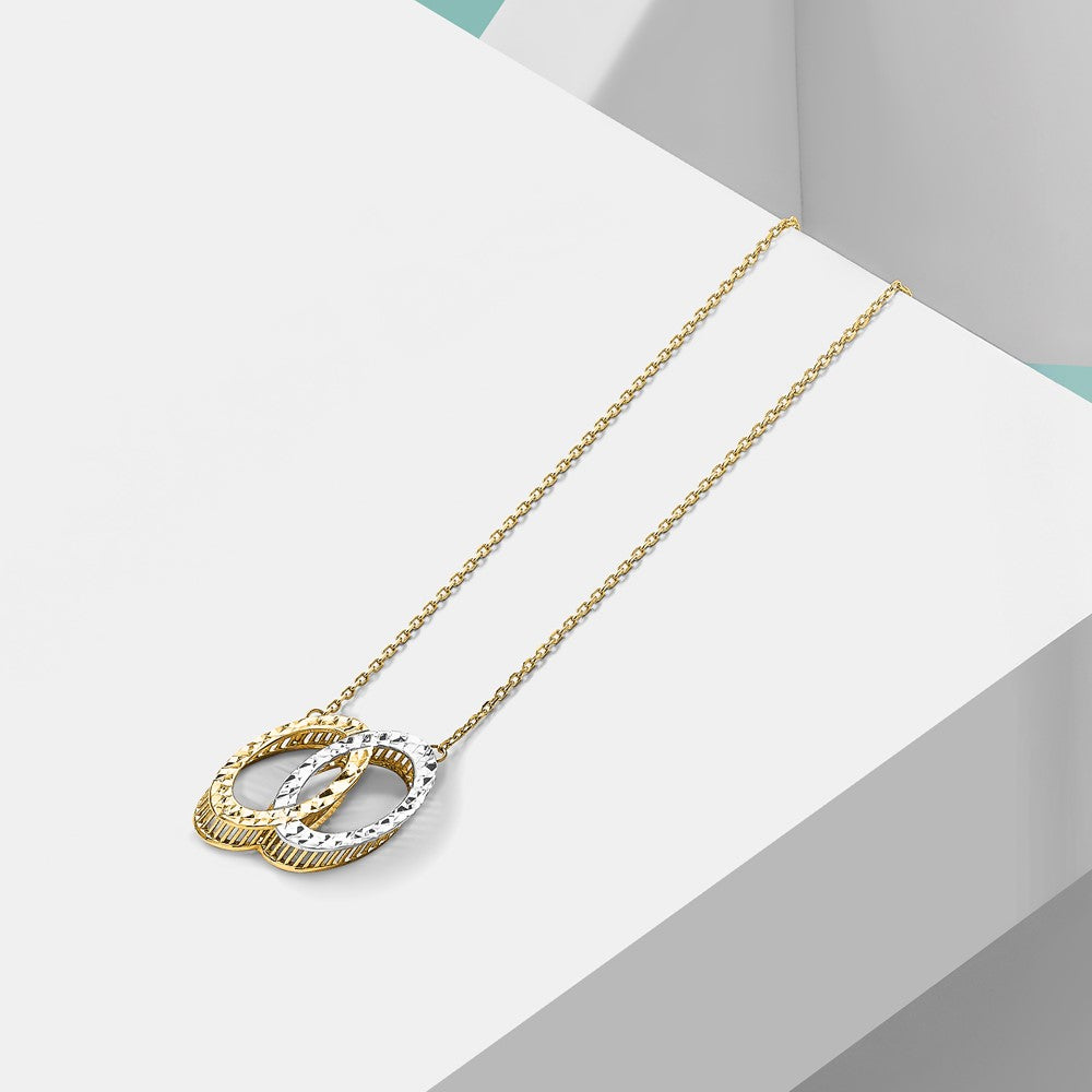 10K Yellow Rhodium Plated Polished D/C Necklace