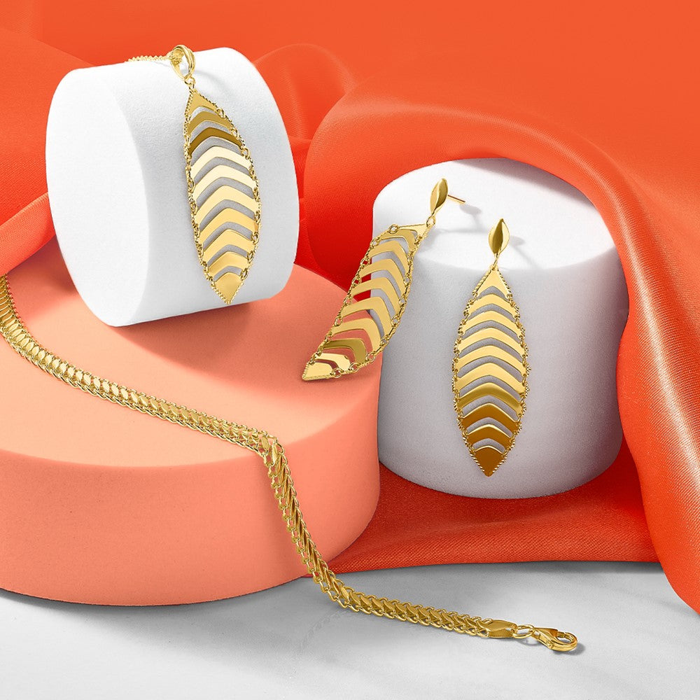 10K Yellow Gold Polished Fancy Link 1In Ext. Bracelet