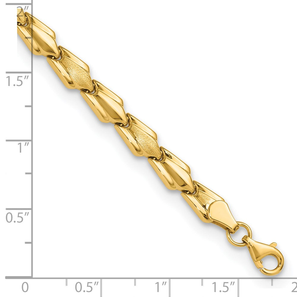 10K Yellow Gold Polished And Satin Fancy Link Bracelet