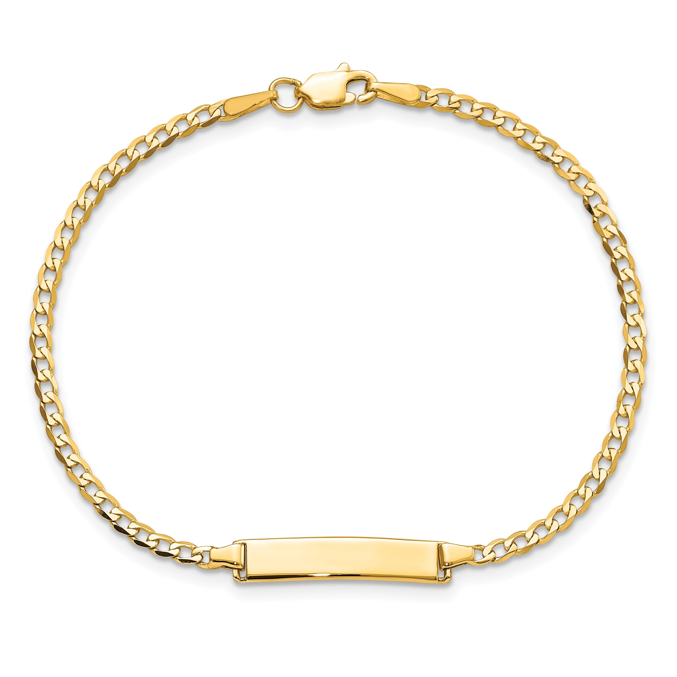 10K Yellow Gold Flat Curb Link Id Bracelet