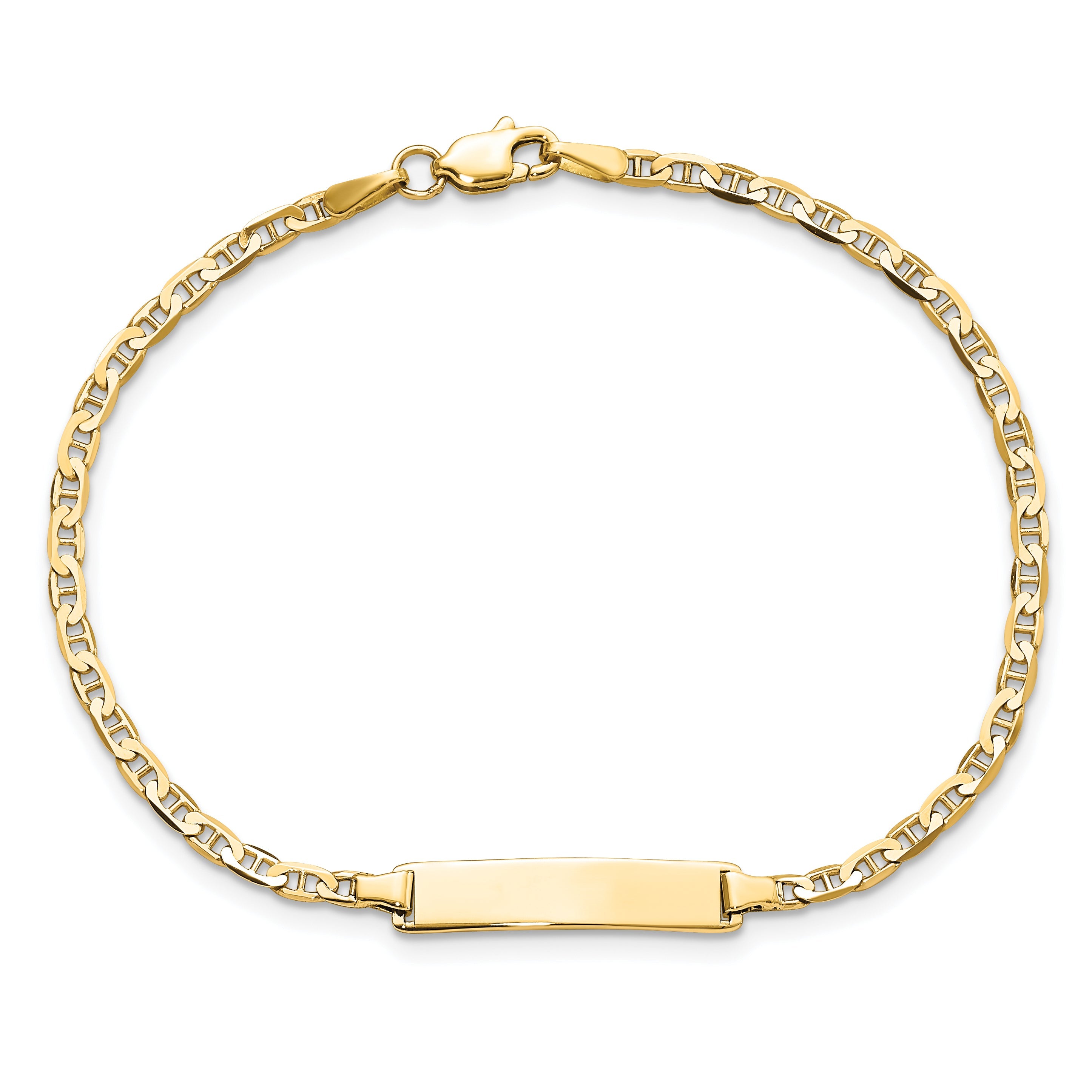 10K Yellow Gold Flat Anchor Link Id Bracelet