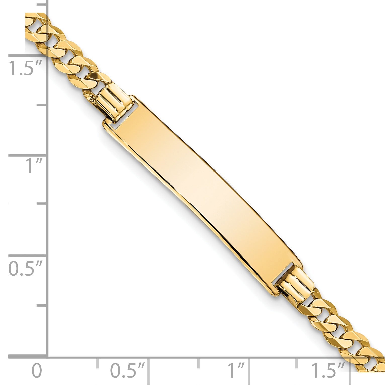 10K Yellow Gold Flat Curb Link Id Bracelet